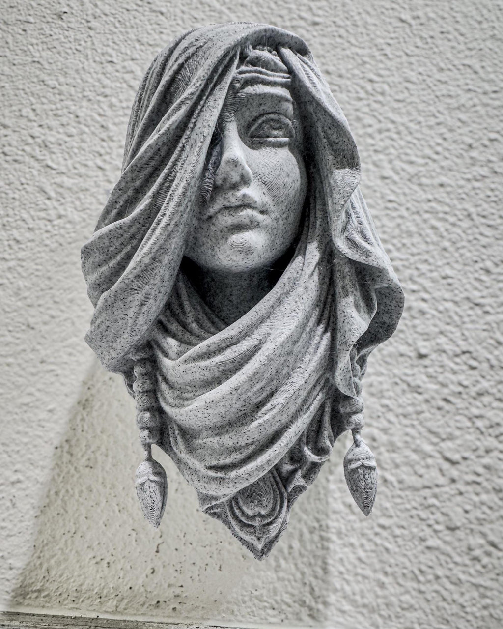 Veiled Woman Stone Wall Sculpture - Gothic Classical Bust Wall Art - Elegant Face Decor for Home Hallway or Bedroom - Macabre Wall Art Gift