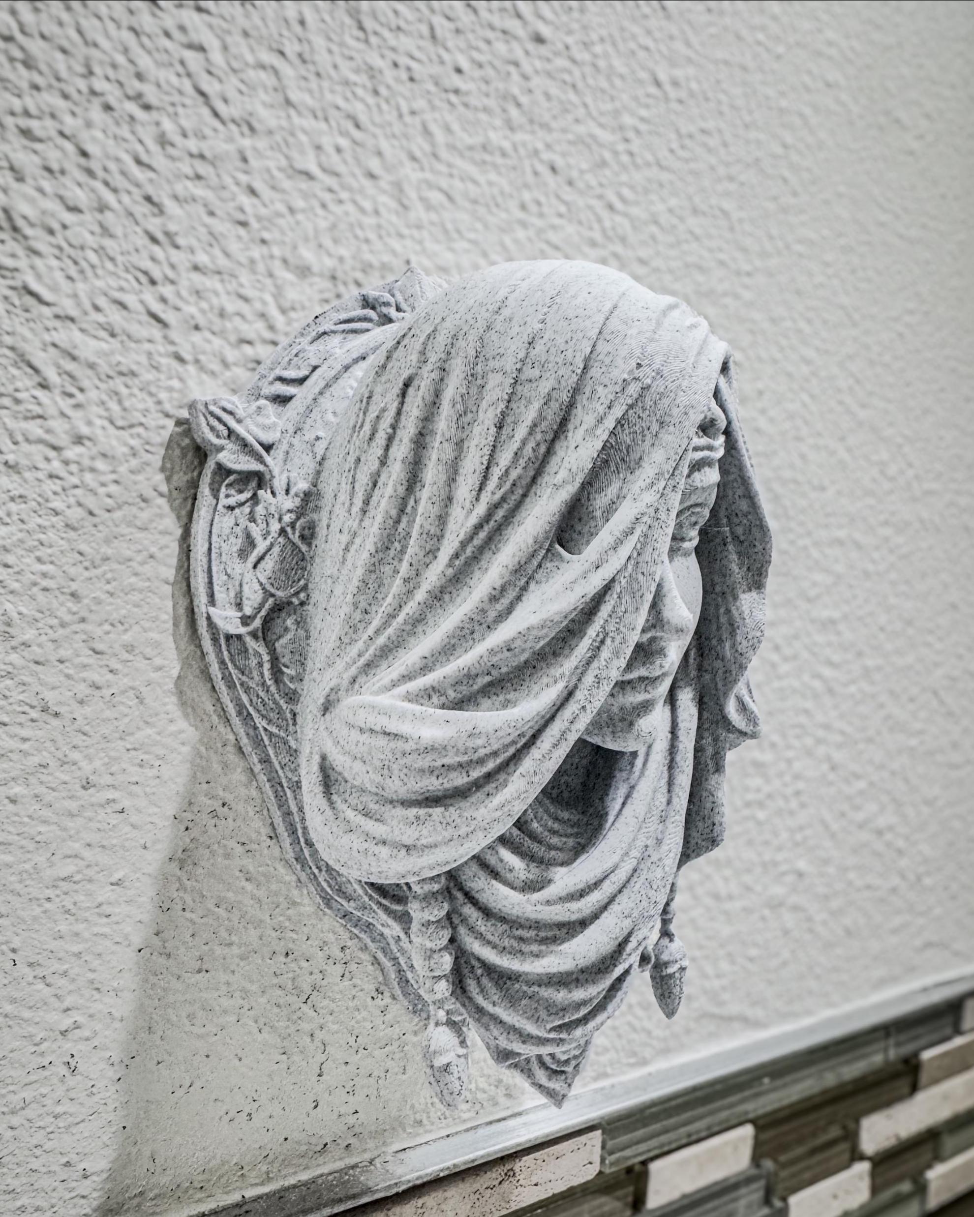 Veiled Woman Stone Wall Sculpture - Gothic Classical Bust Wall Art - Elegant Face Decor for Home Hallway or Bedroom - Macabre Wall Art Gift