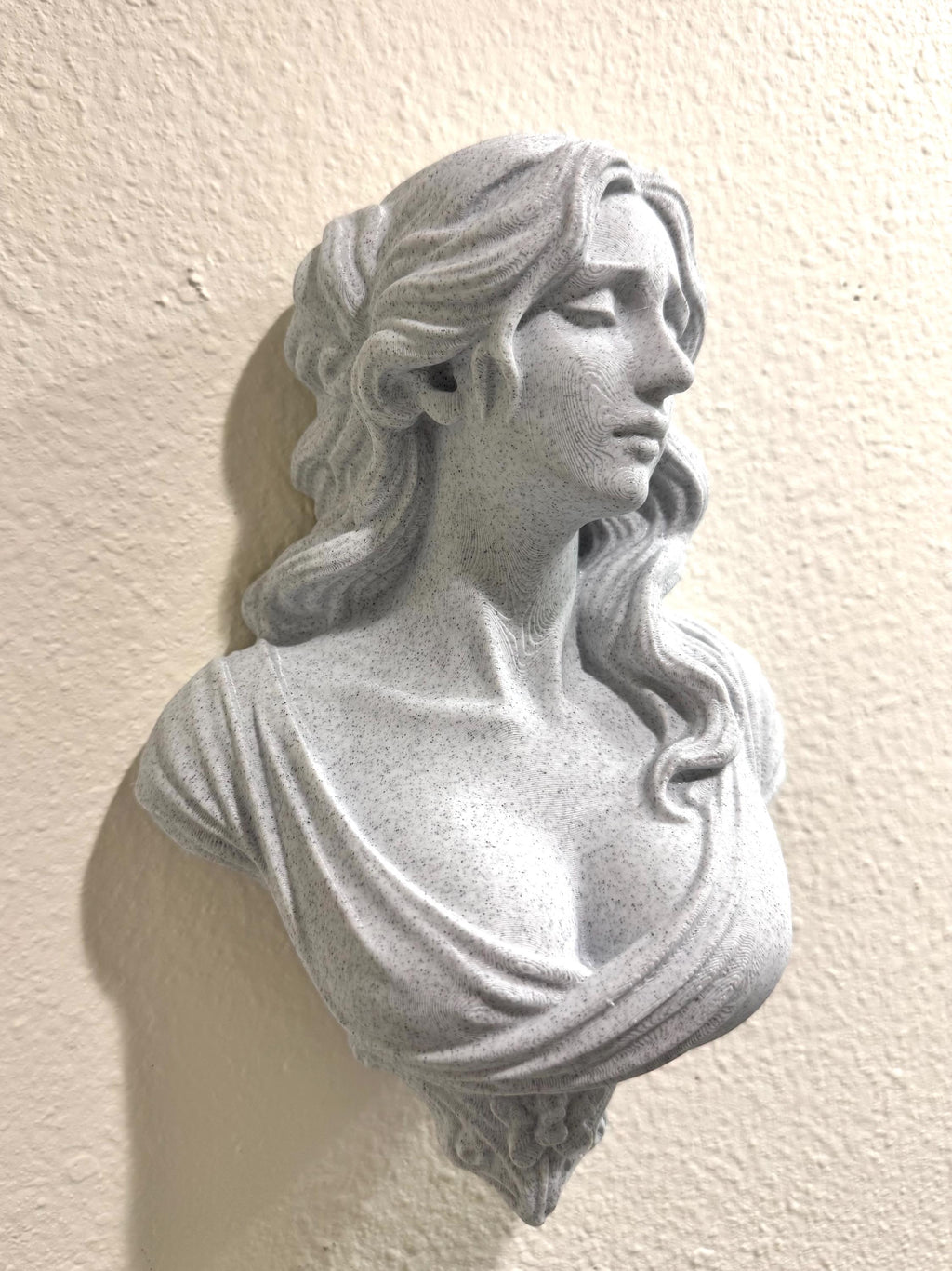 Modern Classical Goddess Wall Bust, Stone Look Greek Inspired Wall Art, Neoclassical Female Sculpture, 3D Printed Home Decor