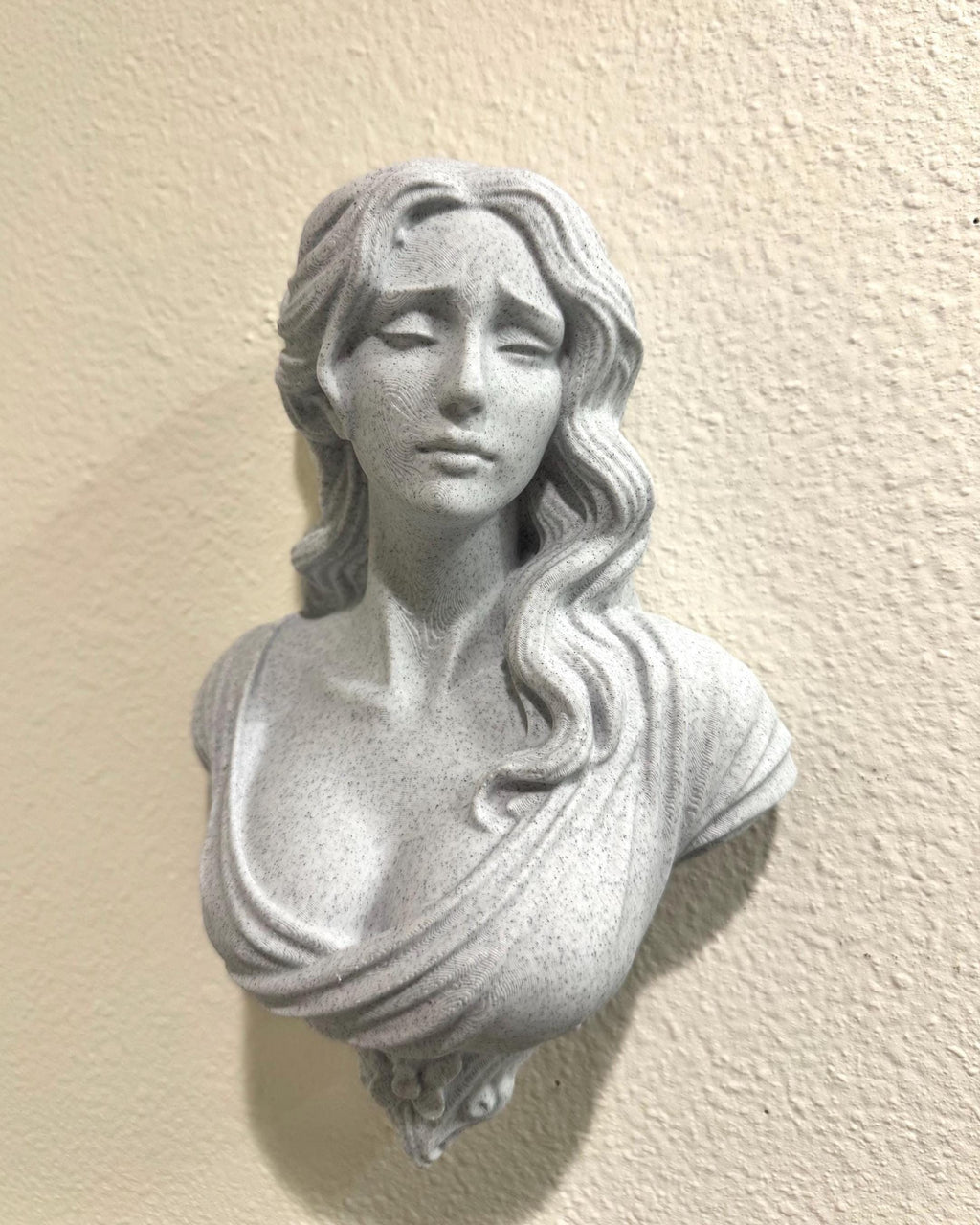 Modern Classical Goddess Wall Bust, Stone Look Greek Inspired Wall Art, Neoclassical Female Sculpture, 3D Printed Home Decor