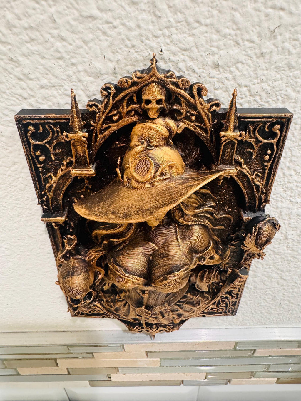 Gothic Witch Wall Decor Skull Dark Fantasy Gothic Wall Art Occult Medieval Horror Home Decor Witchcraft Altar Art