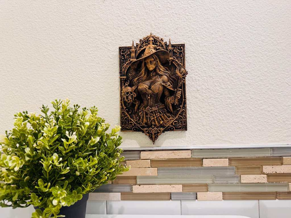 Gothic Witch Wall Decor Skull Dark Fantasy Gothic Wall Art Occult Medieval Horror Home Decor Witchcraft Altar Art