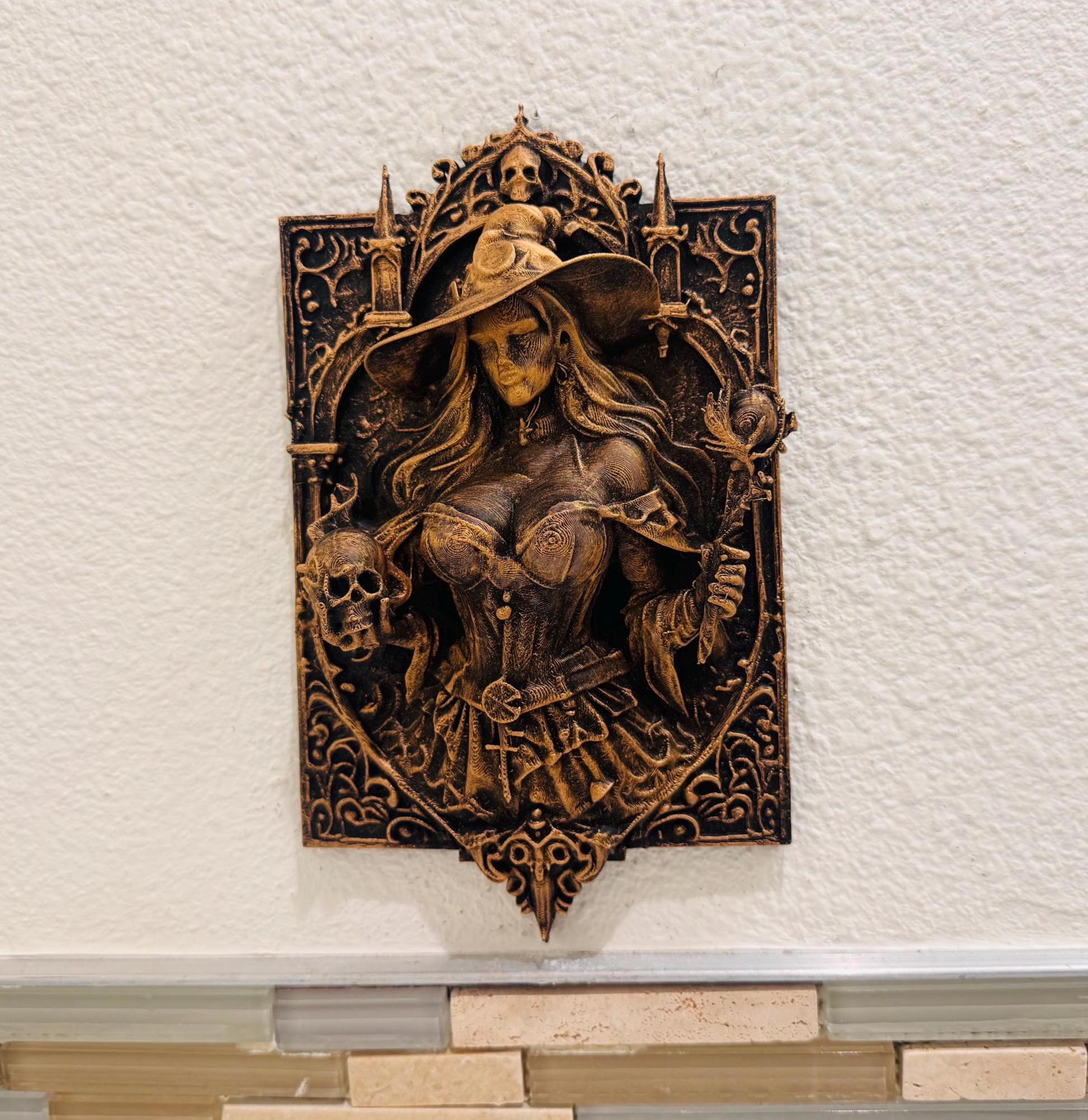 Gothic Witch Wall Decor Skull Dark Fantasy Gothic Wall Art Occult Medieval Horror Home Decor Witchcraft Altar Art