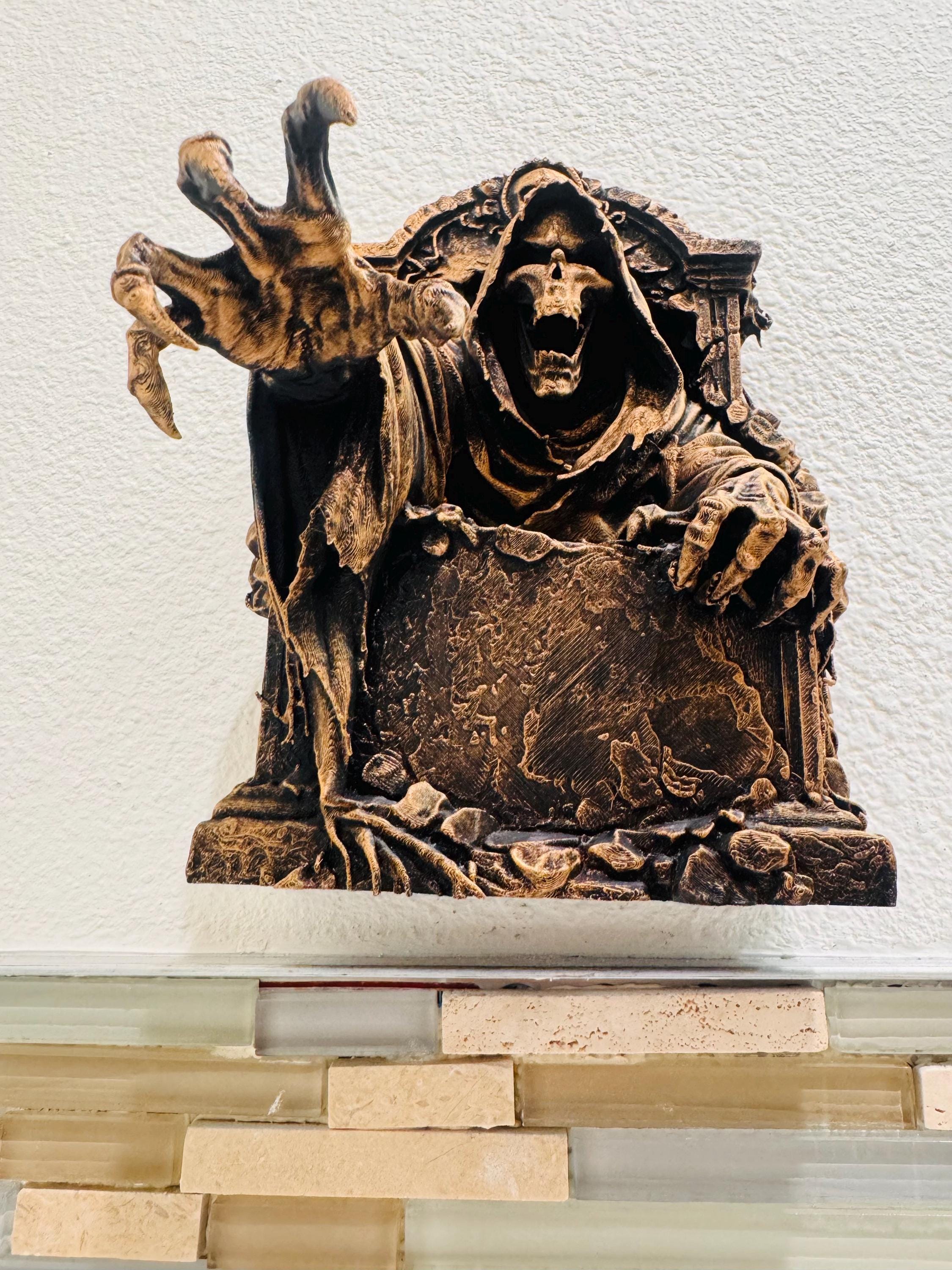 Gothic Grim Reaper Reaching Tombstone Wall Decor Skeleton Horror Wall Art Dark Fantasy Skull Gothic Home Decor Medieval Death Wall Hanging