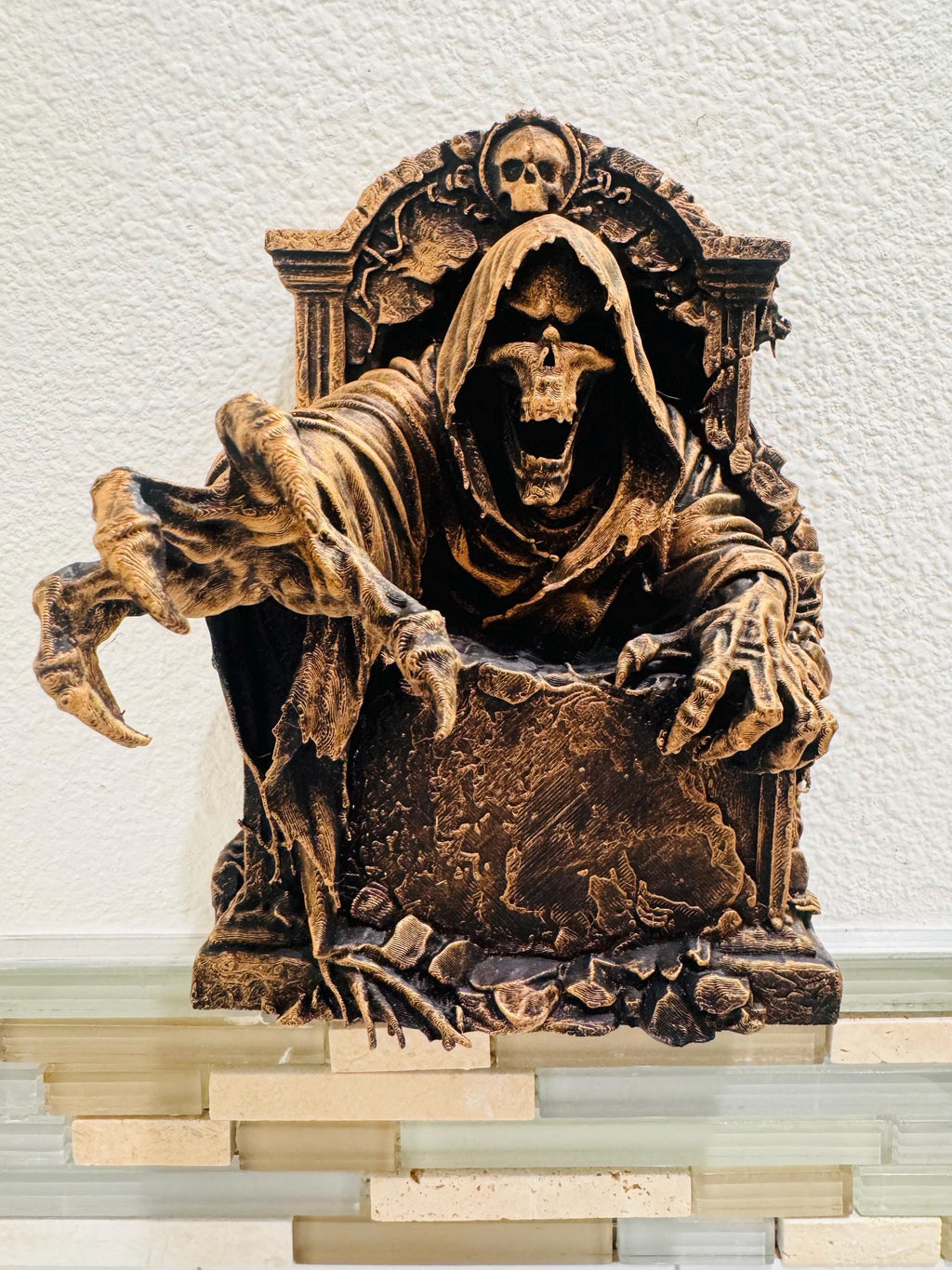 Gothic Grim Reaper Reaching Tombstone Wall Decor Skeleton Horror Wall Art Dark Fantasy Skull Gothic Home Decor Medieval Death Wall Hanging