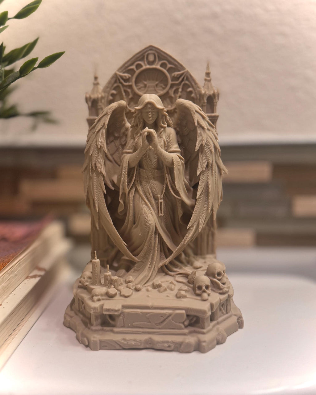 Gothic Angel Statue, Praying Guardian Angel Decor, Angel Sculpture, Dark Gothic Home Decor, Angel Figurine Gift, Dark Academia Art,