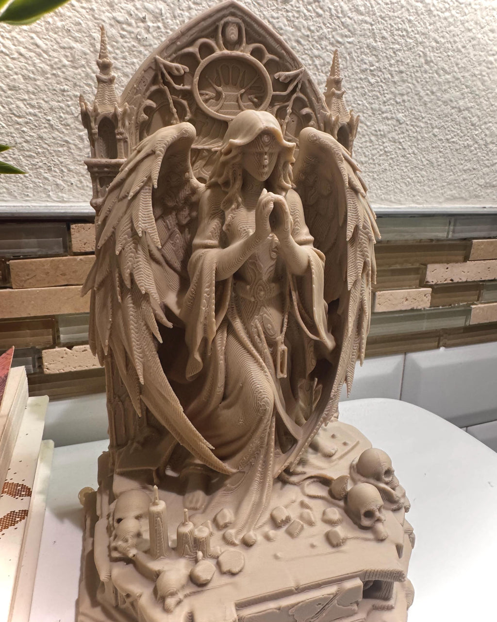 Gothic Angel Statue, Praying Guardian Angel Decor, Angel Sculpture, Dark Gothic Home Decor, Angel Figurine Gift, Dark Academia Art,