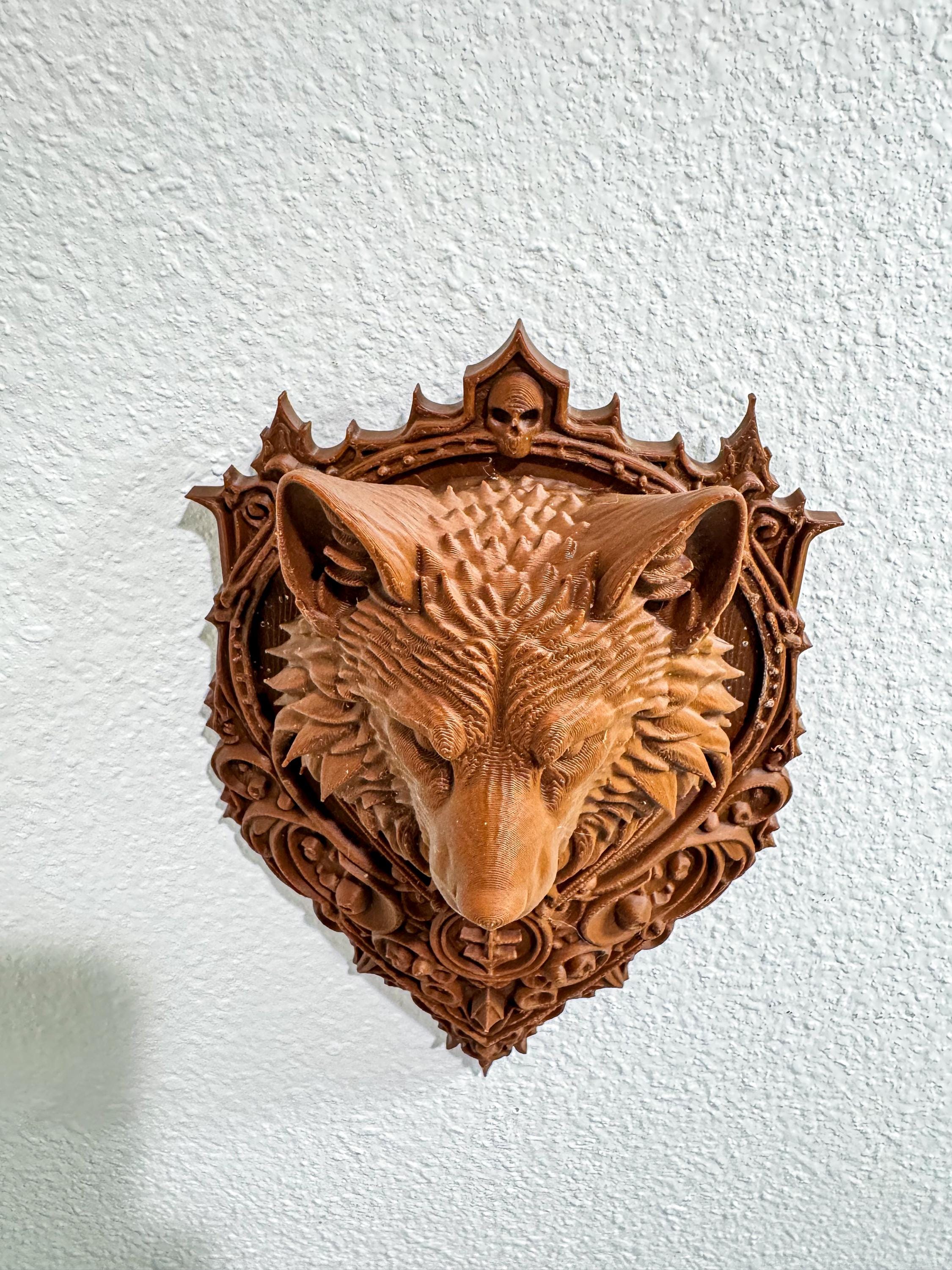 Gothic Wolf Wall Decor, Ornate Wolf Head Wall Plaque, Fantasy Wolf Home Decor, Dark Medieval Wall Art, Statement Wall Hanging
