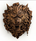Hand Painted Fenrir-inspired Gothic Wolf Head Wall Decor, Bronze Finish Dark Fantasy Sculpture, Norse Myth Wall Mount Art, Norse Mythology