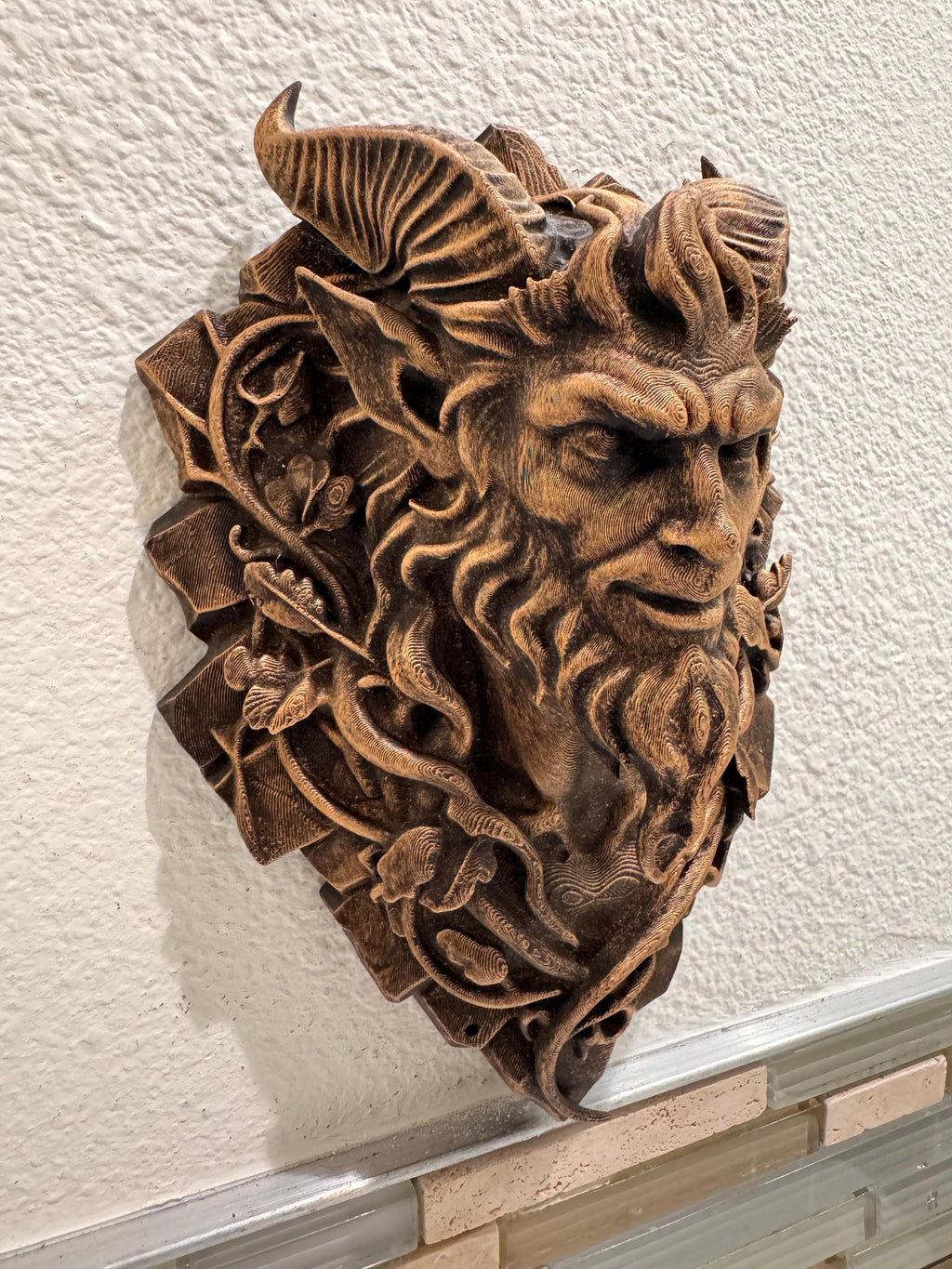 Gothic Horned Demon Wall Sculpture - Hand Painted Bronze Dark Fantasy Wall Decor - Mythical Gothic Home Art - Greek Art
