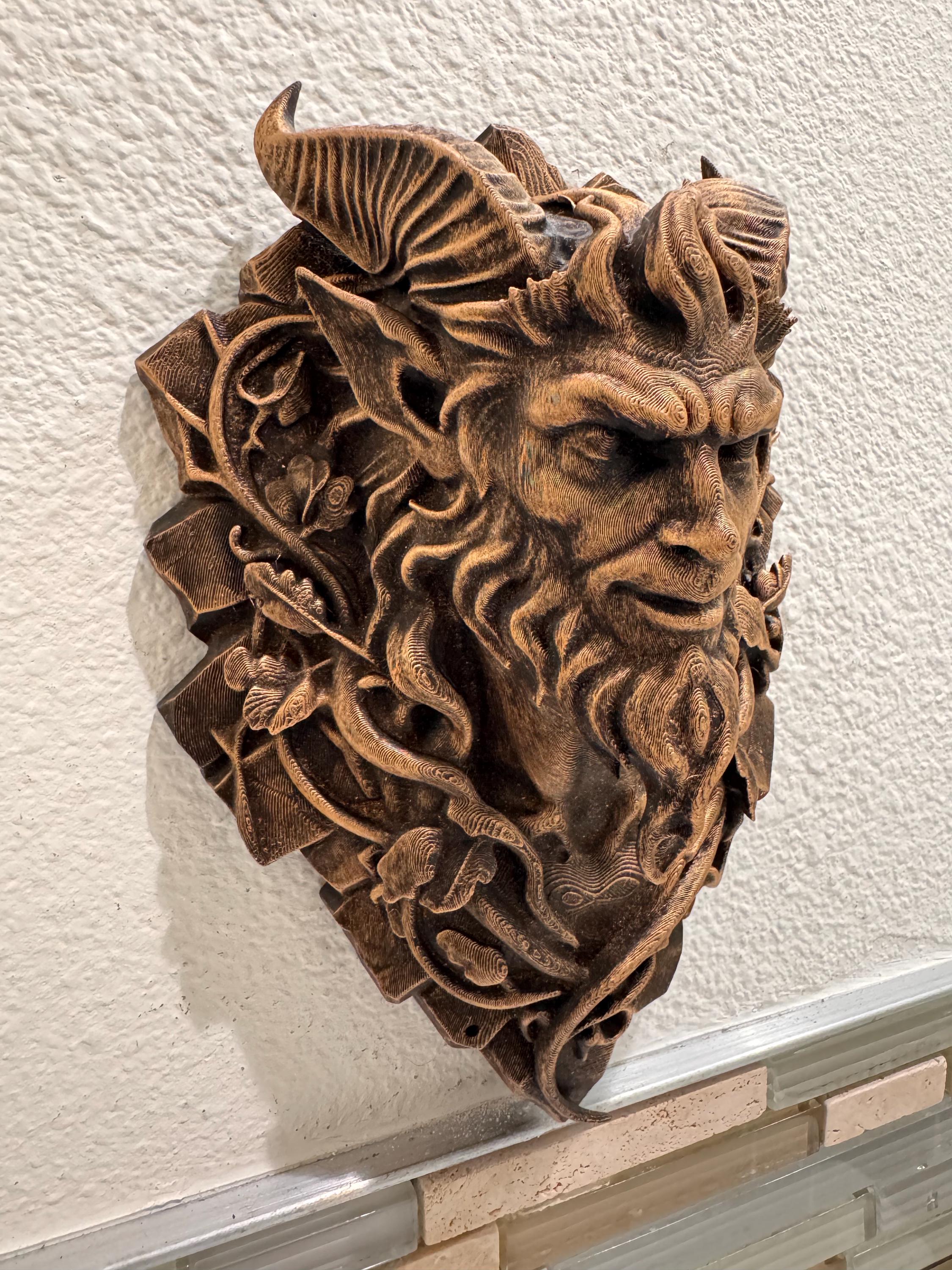 Gothic Horned Demon Wall Sculpture - Hand Painted Bronze Dark Fantasy Wall Decor - Mythical Gothic Home Art - Greek Art