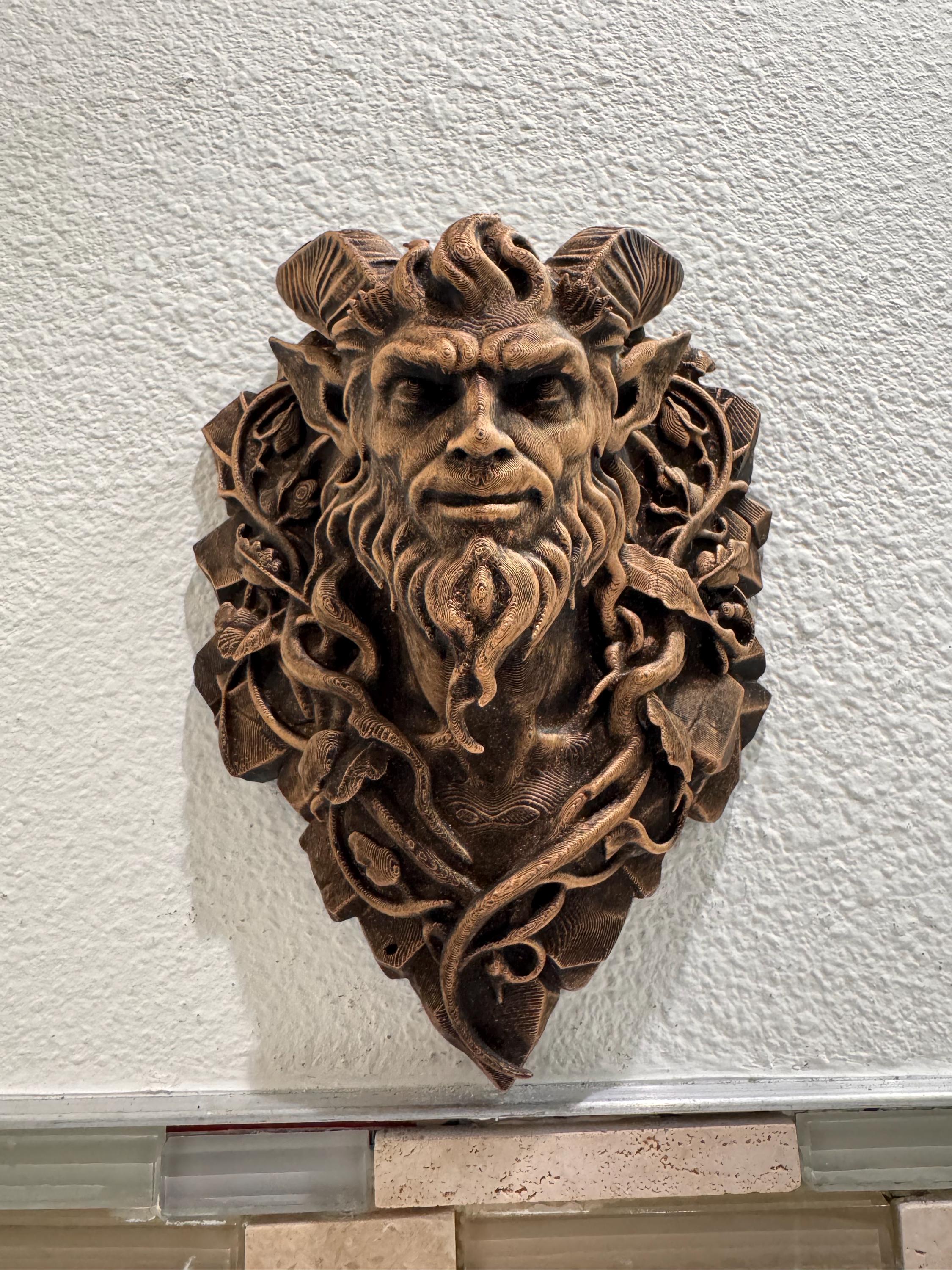 Gothic Horned Demon Wall Sculpture - Hand Painted Bronze Dark Fantasy Wall Decor - Mythical Gothic Home Art - Greek Art