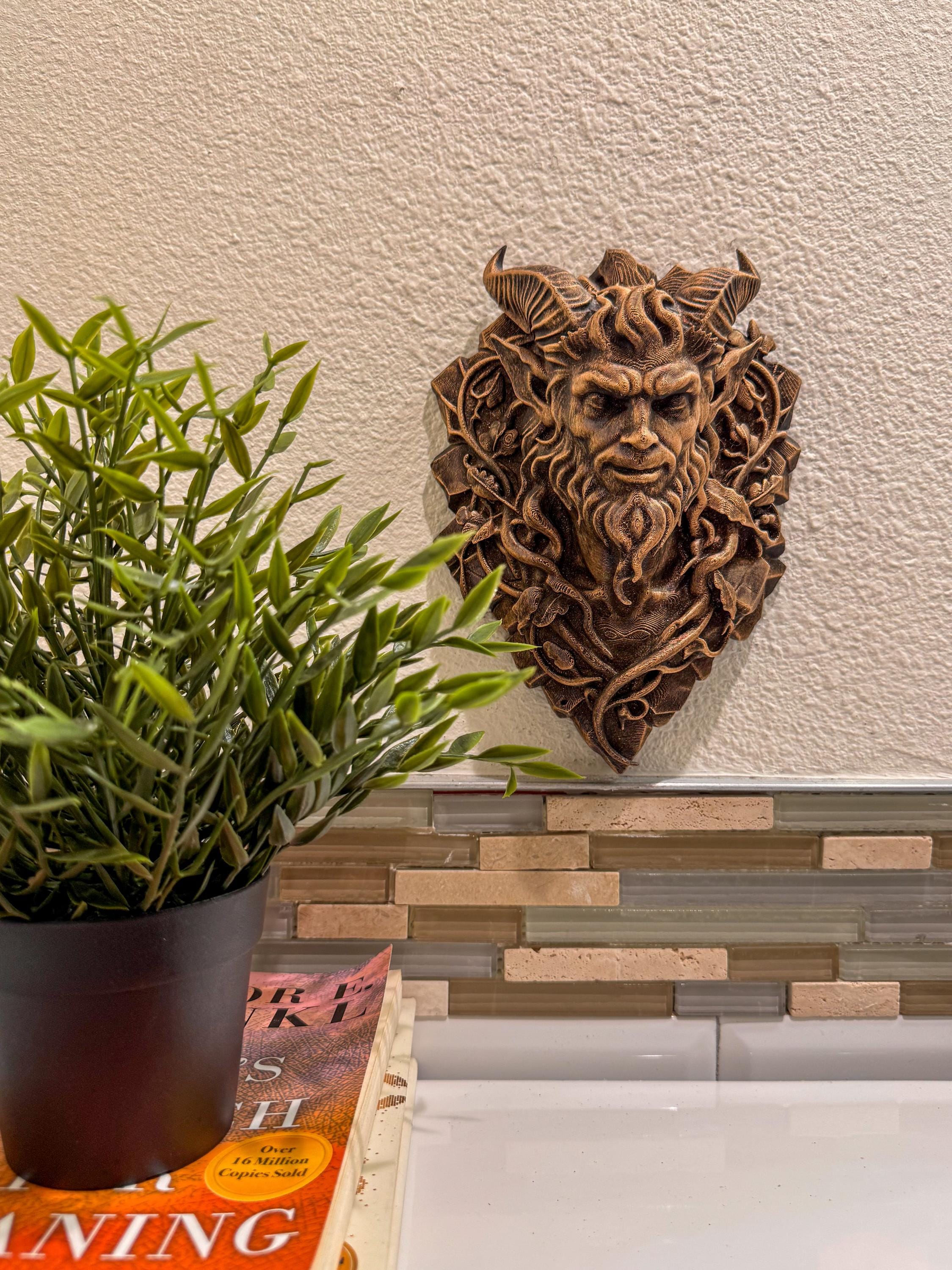 Gothic Horned Demon Wall Sculpture - Hand Painted Bronze Dark Fantasy Wall Decor - Mythical Gothic Home Art - Greek Art