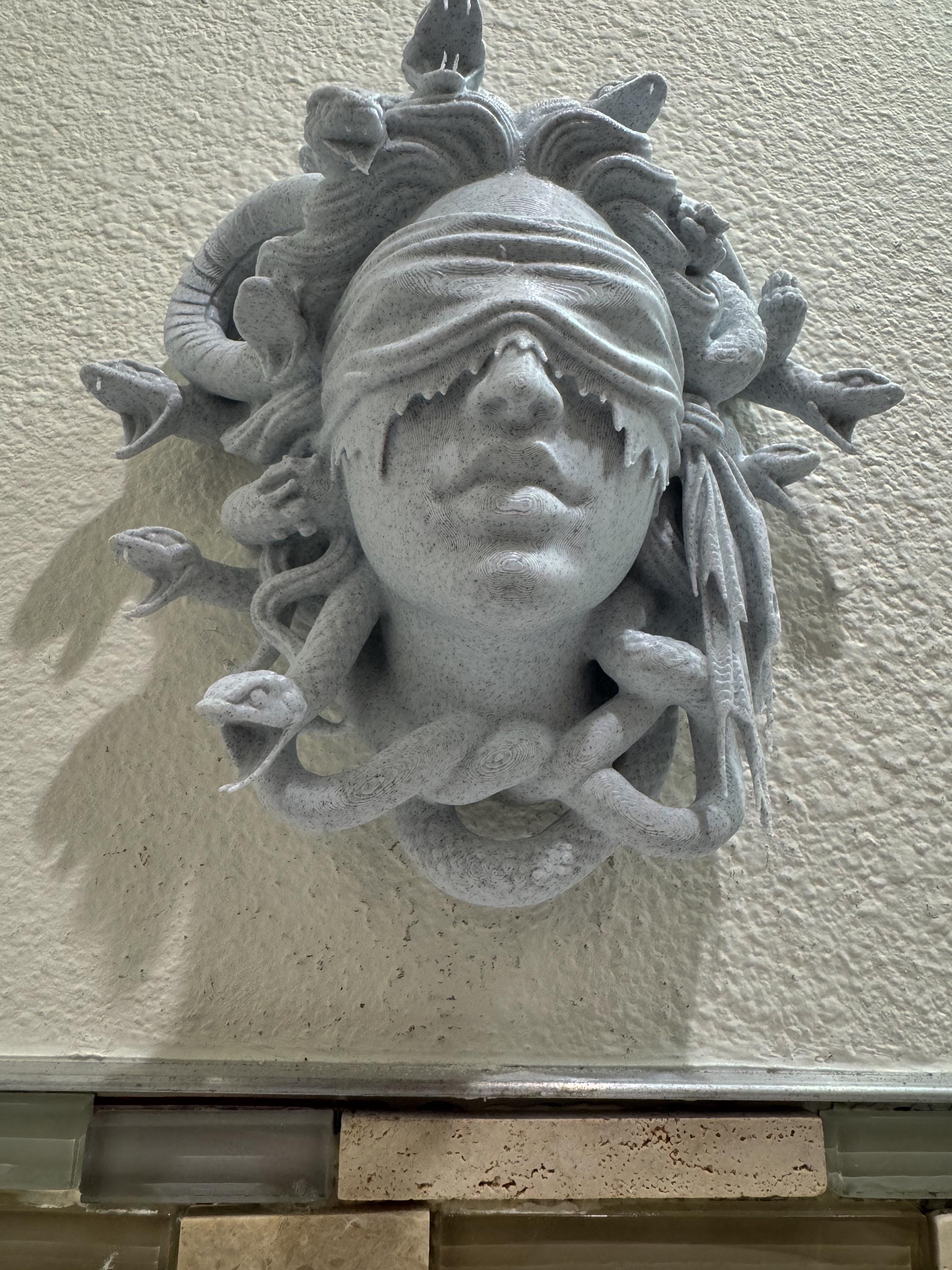 Blindfolded Medusa Wall Sculpture | Stone Look Mythology Decor | Gothic Greek Goddess Wall Art | Sculptural Home Accent