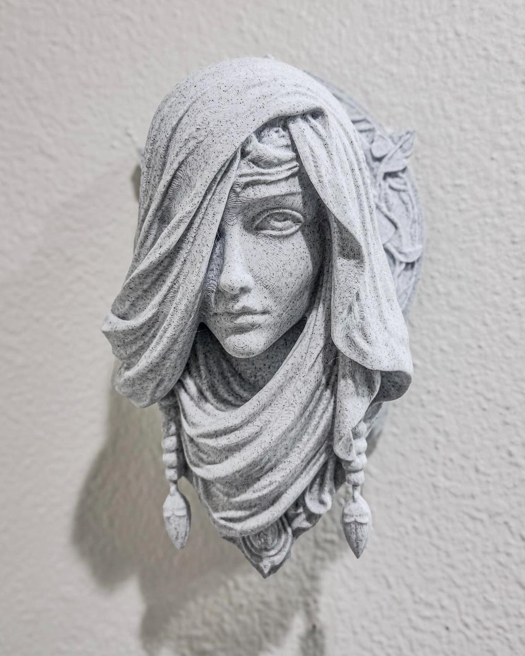 Veiled Woman Stone Wall Sculpture - Gothic Classical Bust Wall Art - Elegant Face Decor for Home Hallway or Bedroom - Macabre Wall Art Gift