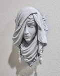 Veiled Woman Stone Wall Sculpture - Gothic Classical Bust Wall Art - Elegant Face Decor for Home Hallway or Bedroom - Macabre Wall Art Gift
