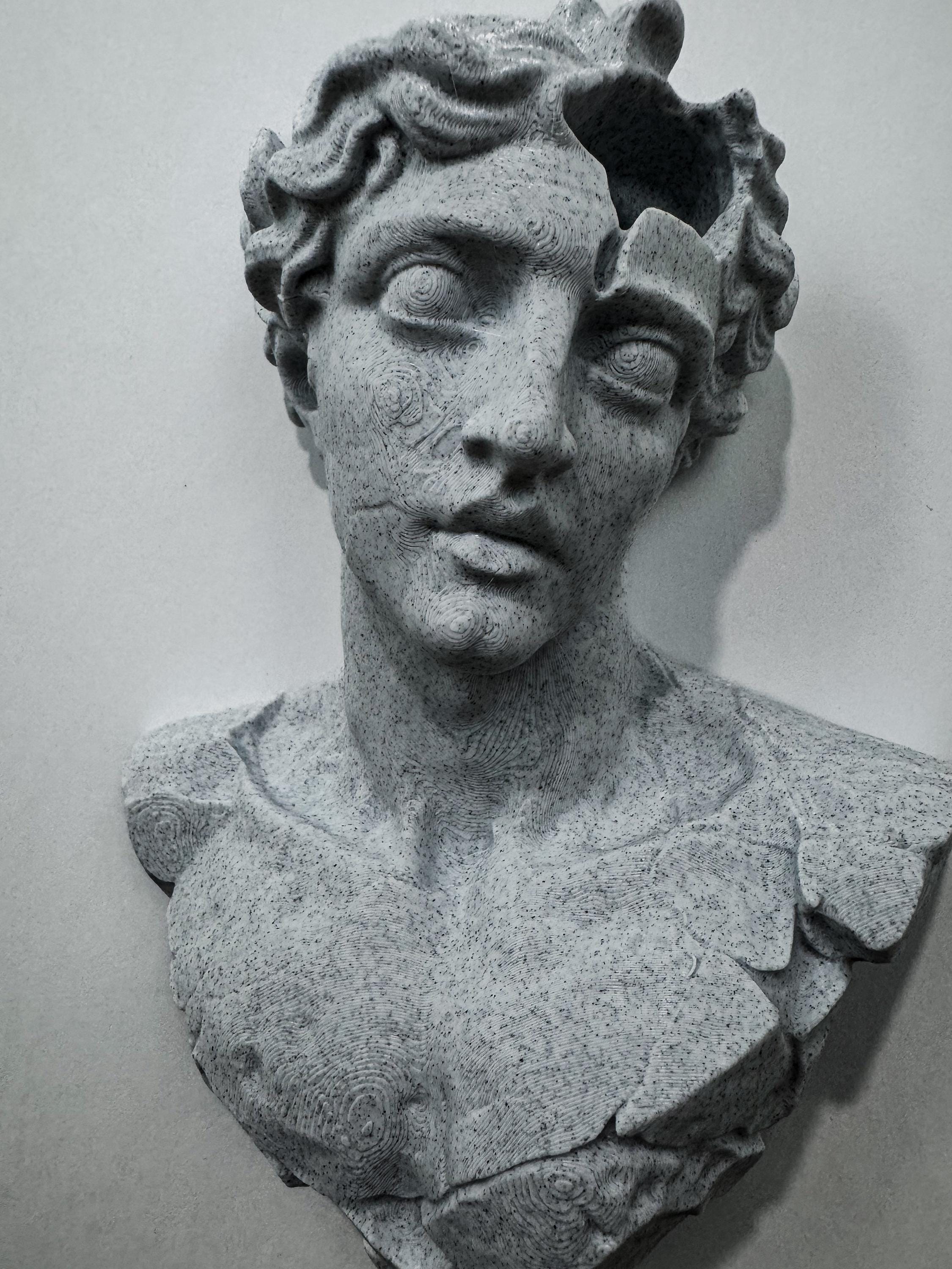 Modern Broken Greek Bust Wall Sculpture | Marble-Style Classical Wall Art | Neoclassical Home Decor |3D Printed