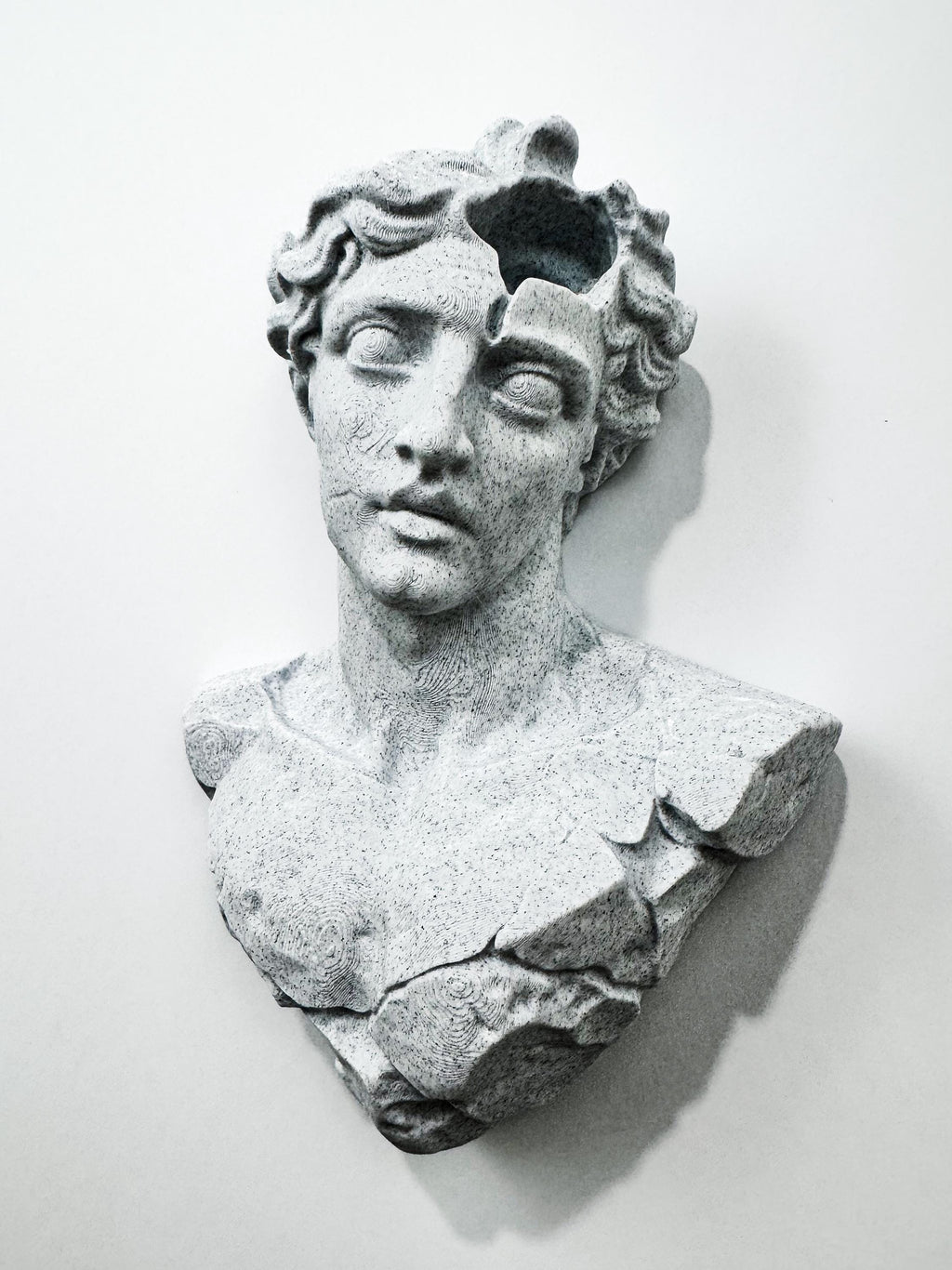 Modern Broken Greek Bust Wall Sculpture | Marble-Style Classical Wall Art | Neoclassical Home Decor |3D Printed