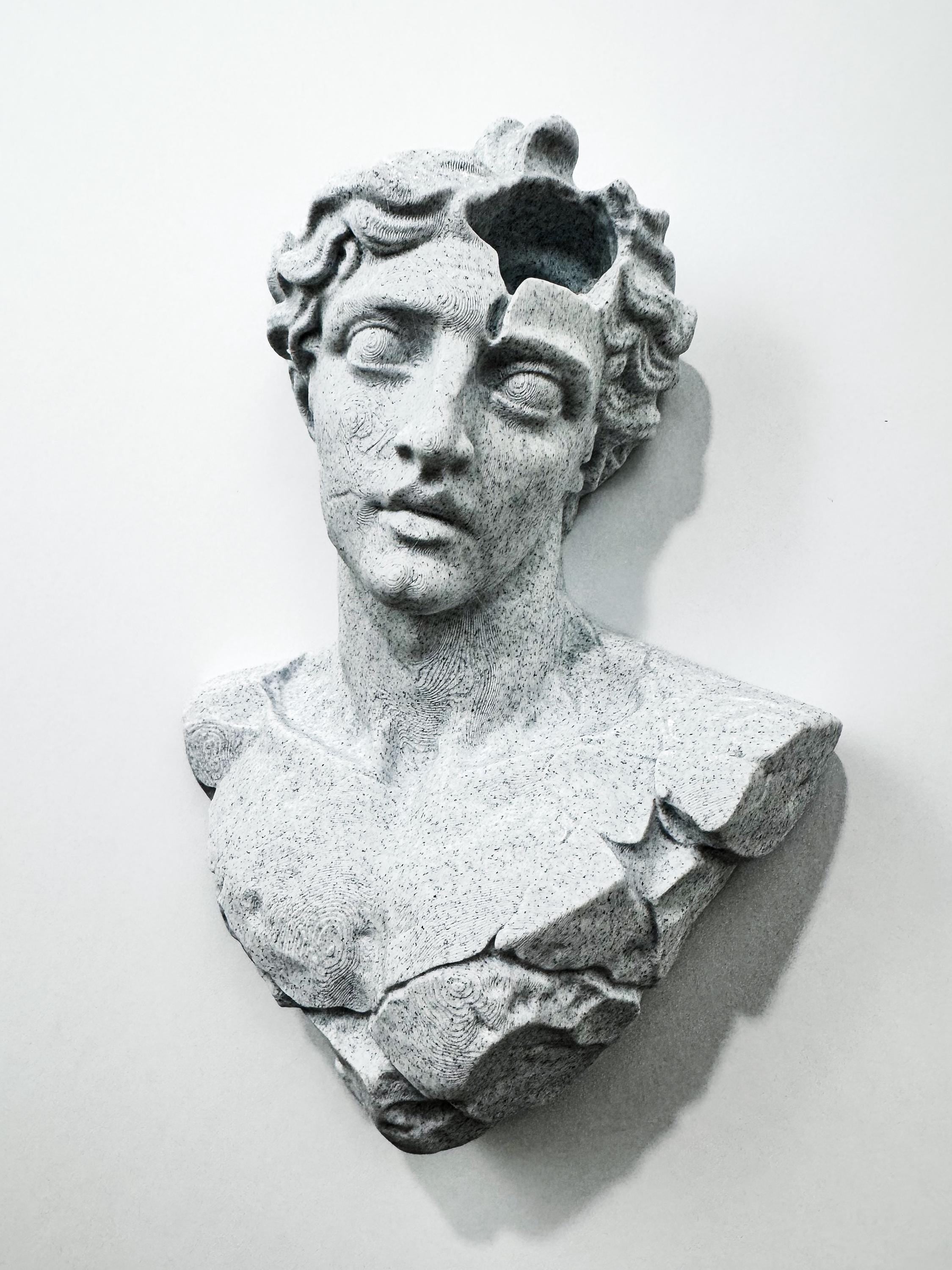 Modern Broken Greek Bust Wall Sculpture | Marble-Style Classical Wall Art | Neoclassical Home Decor |3D Printed
