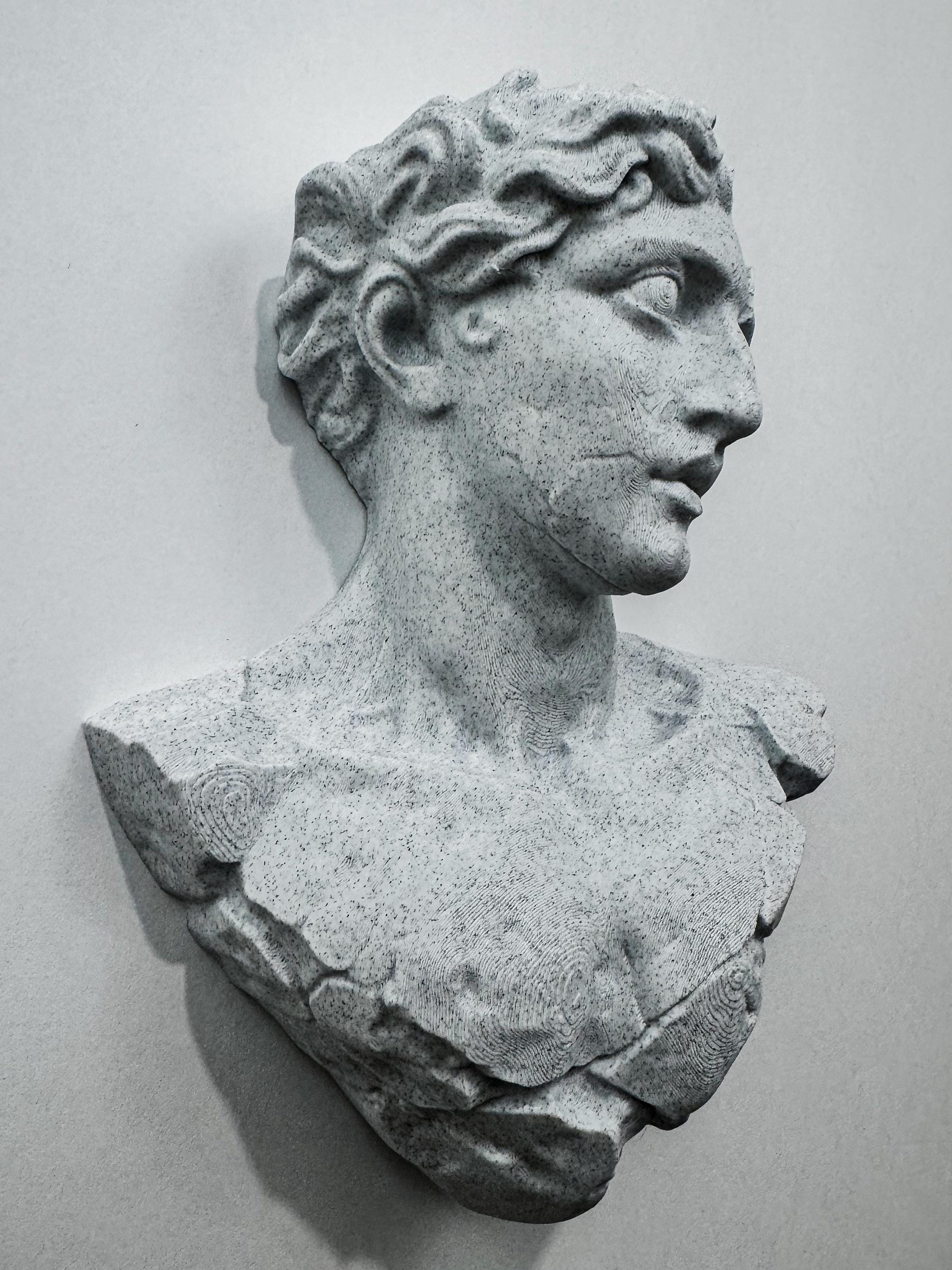 Modern Broken Greek Bust Wall Sculpture | Marble-Style Classical Wall Art | Neoclassical Home Decor |3D Printed