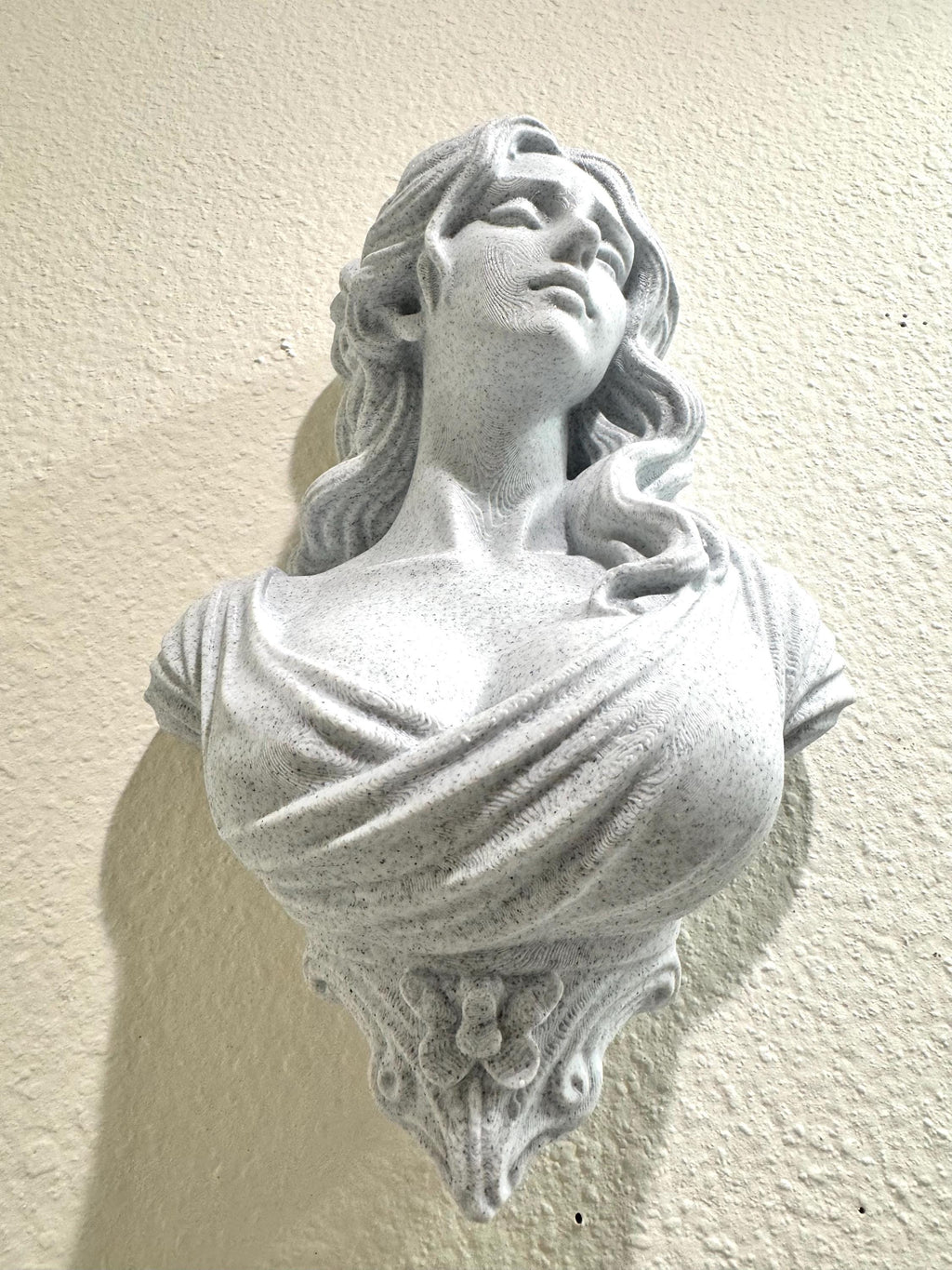 Modern Classical Goddess Wall Bust, Stone Look Greek Inspired Wall Art, Neoclassical Female Sculpture, 3D Printed Home Decor