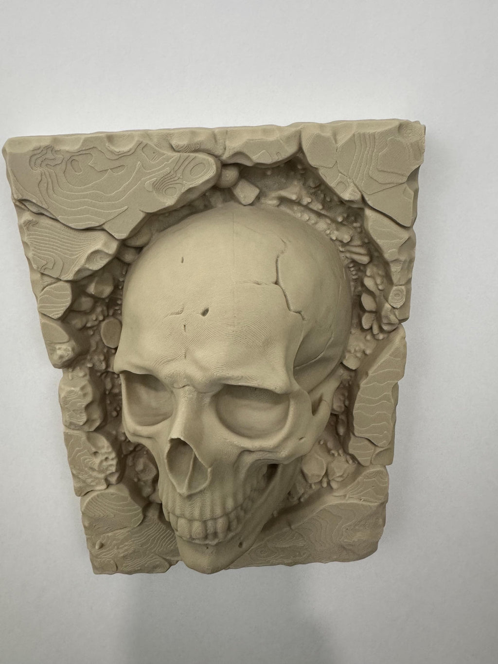 Skull Wall Art - Gothic Home Decor - Anatomical Human Skull Sculpture - Dark Fantasy Wall Plaque - Macabre Stone Style Art - Unique Gift