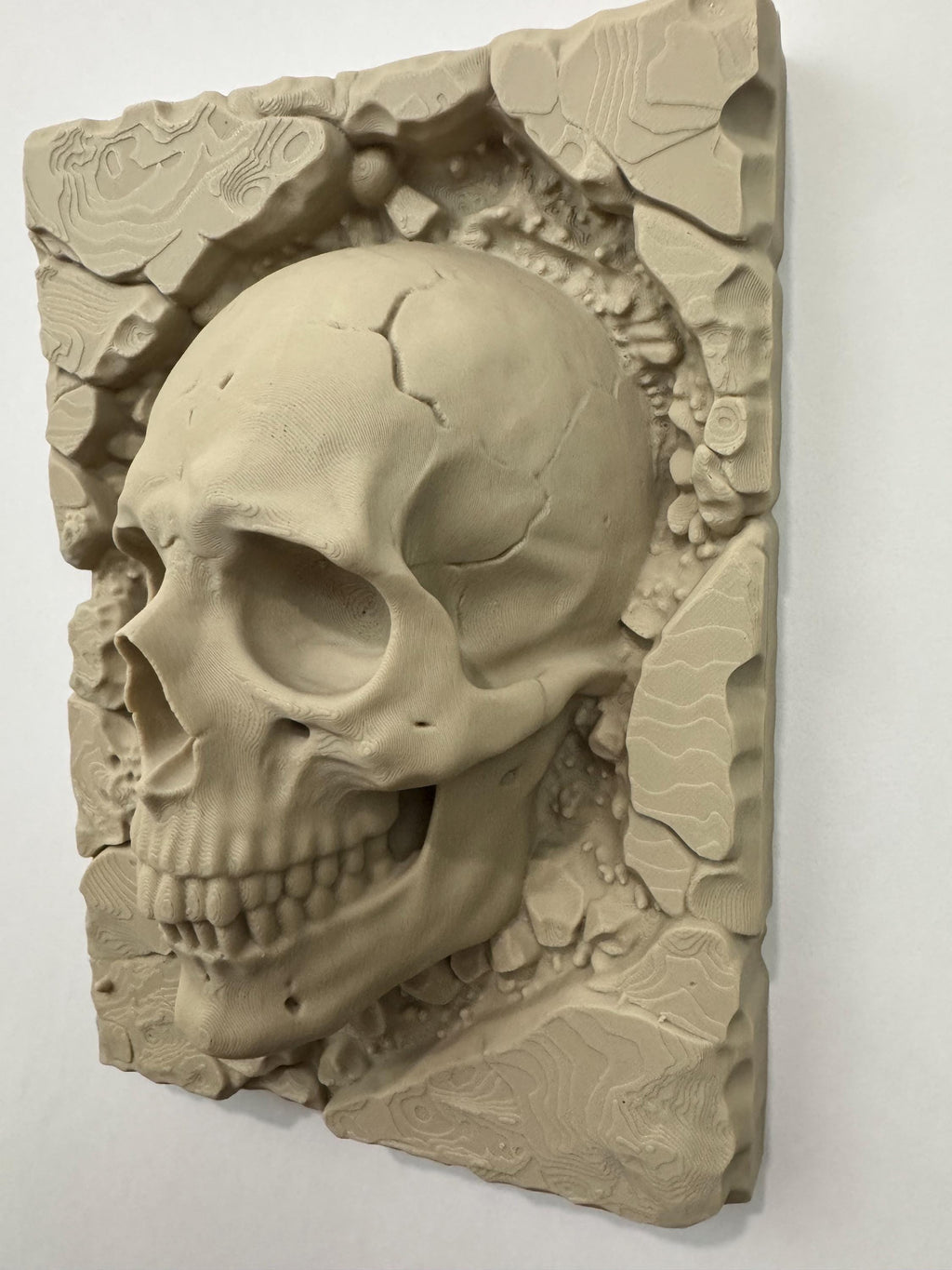 Skull Wall Art - Gothic Home Decor - Anatomical Human Skull Sculpture - Dark Fantasy Wall Plaque - Macabre Stone Style Art - Unique Gift
