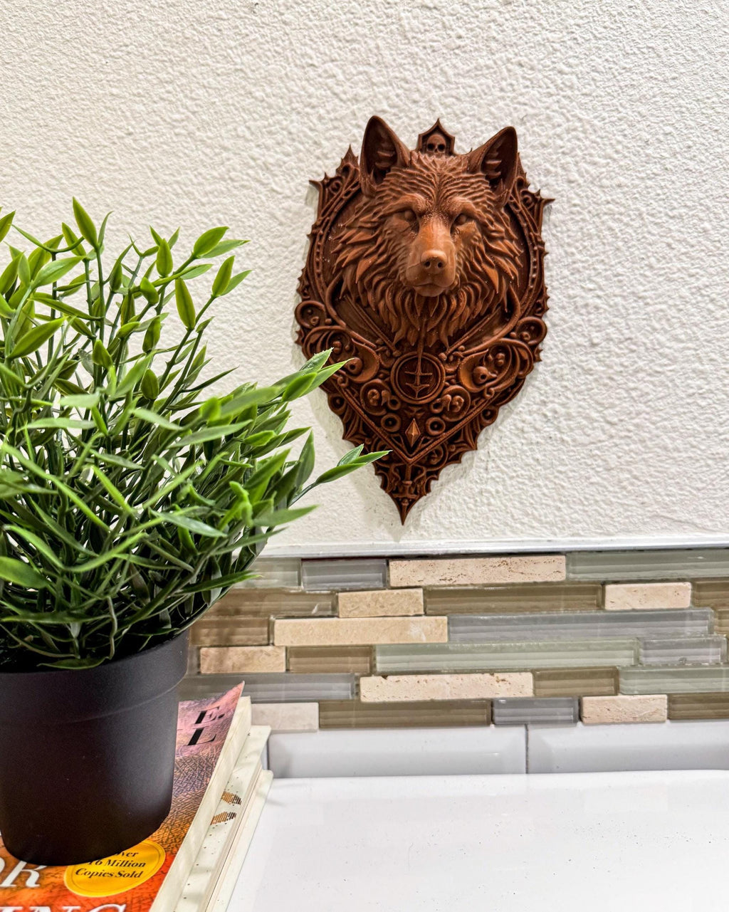Gothic Wolf Wall Decor, Ornate Wolf Head Wall Plaque, Fantasy Wolf Home Decor, Dark Medieval Wall Art, Statement Wall Hanging