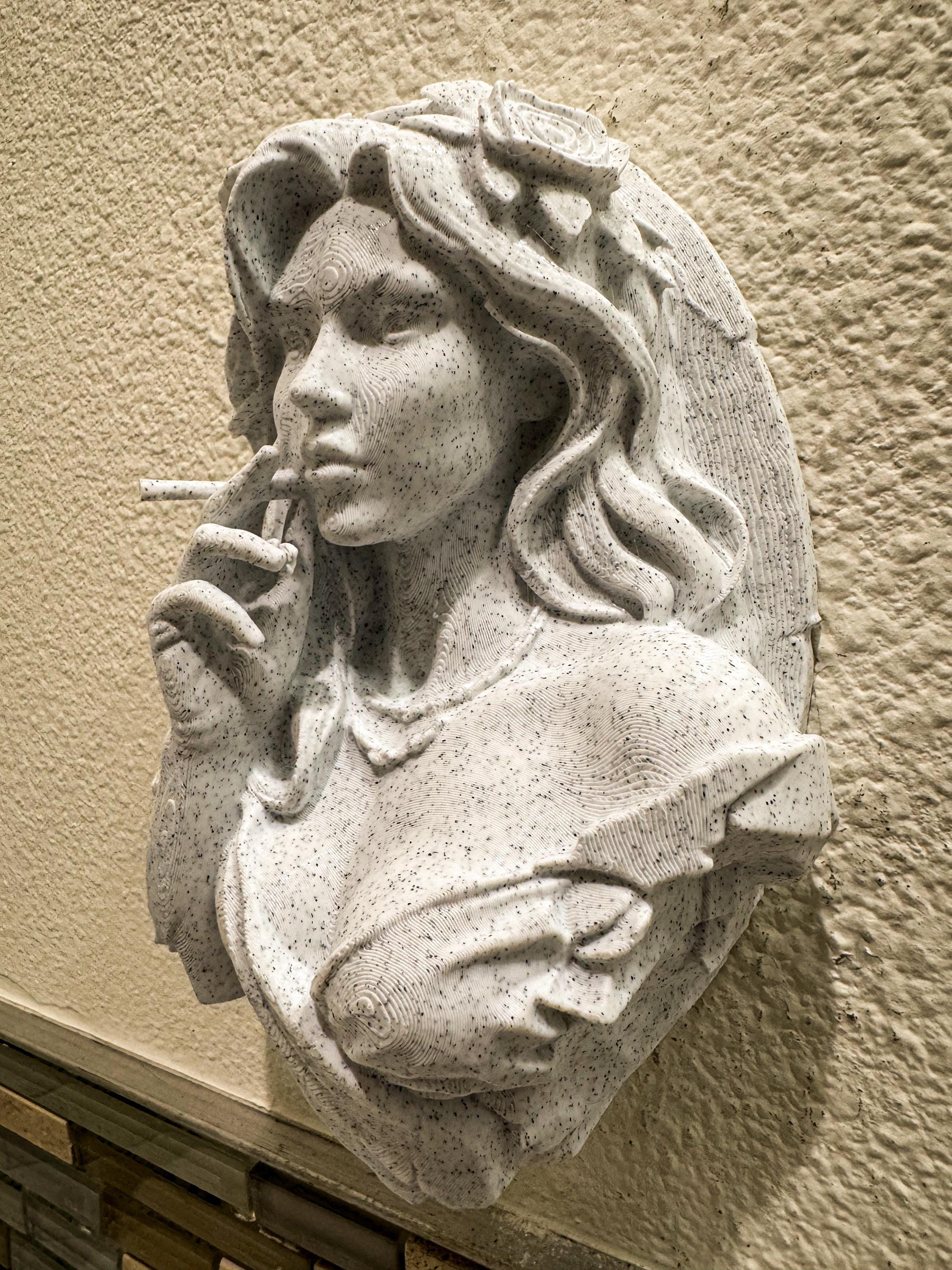 Persephone Wall Sculpture, Queen of the Underworld Gothic Bust, Smoking Goddess Wall Decor, Greek Mythology 3D Printed Art, Dark Persephone