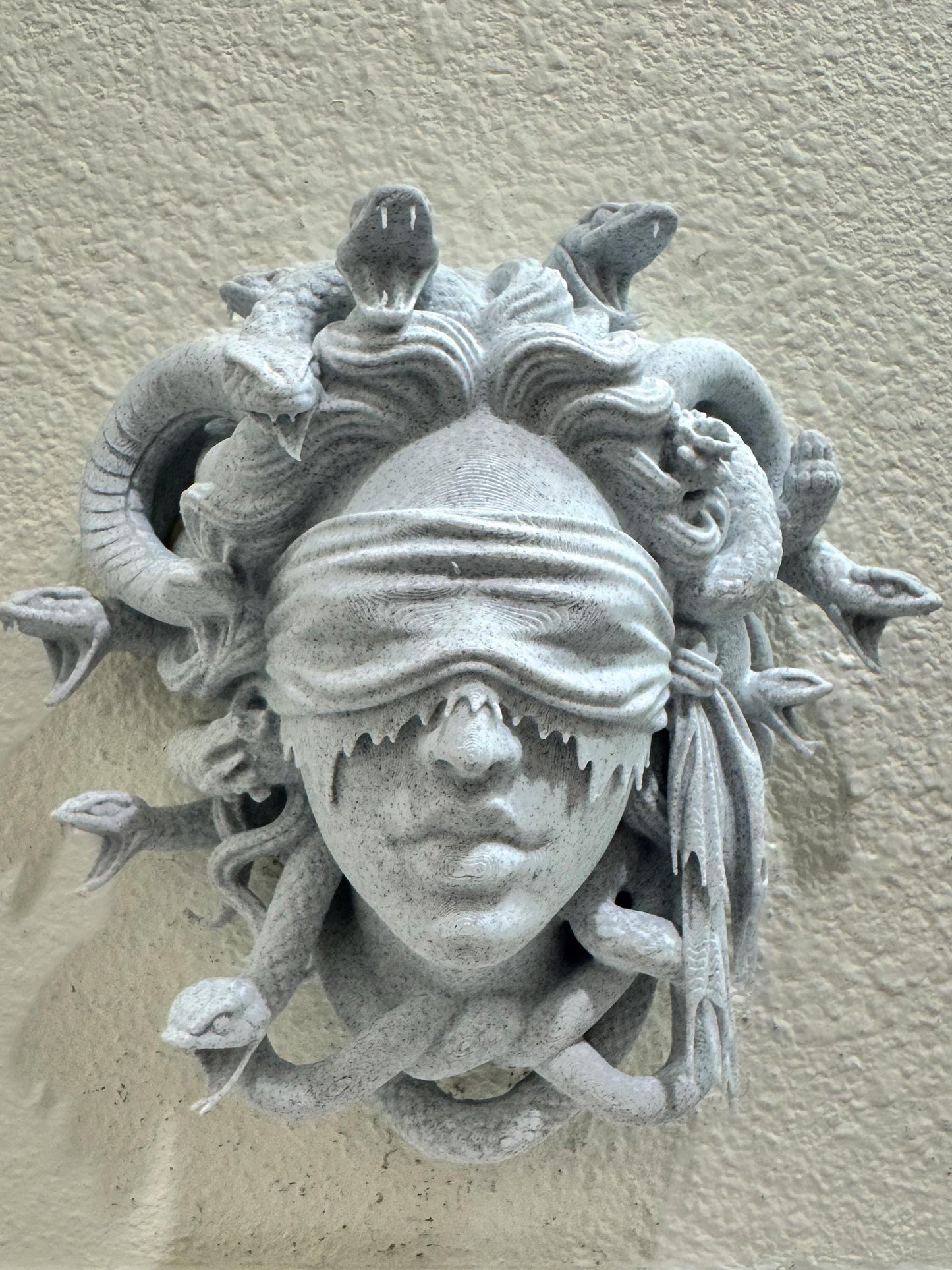 Blindfolded Medusa Wall Sculpture | Stone Look Mythology Decor | Gothic Greek Goddess Wall Art | Sculptural Home Accent