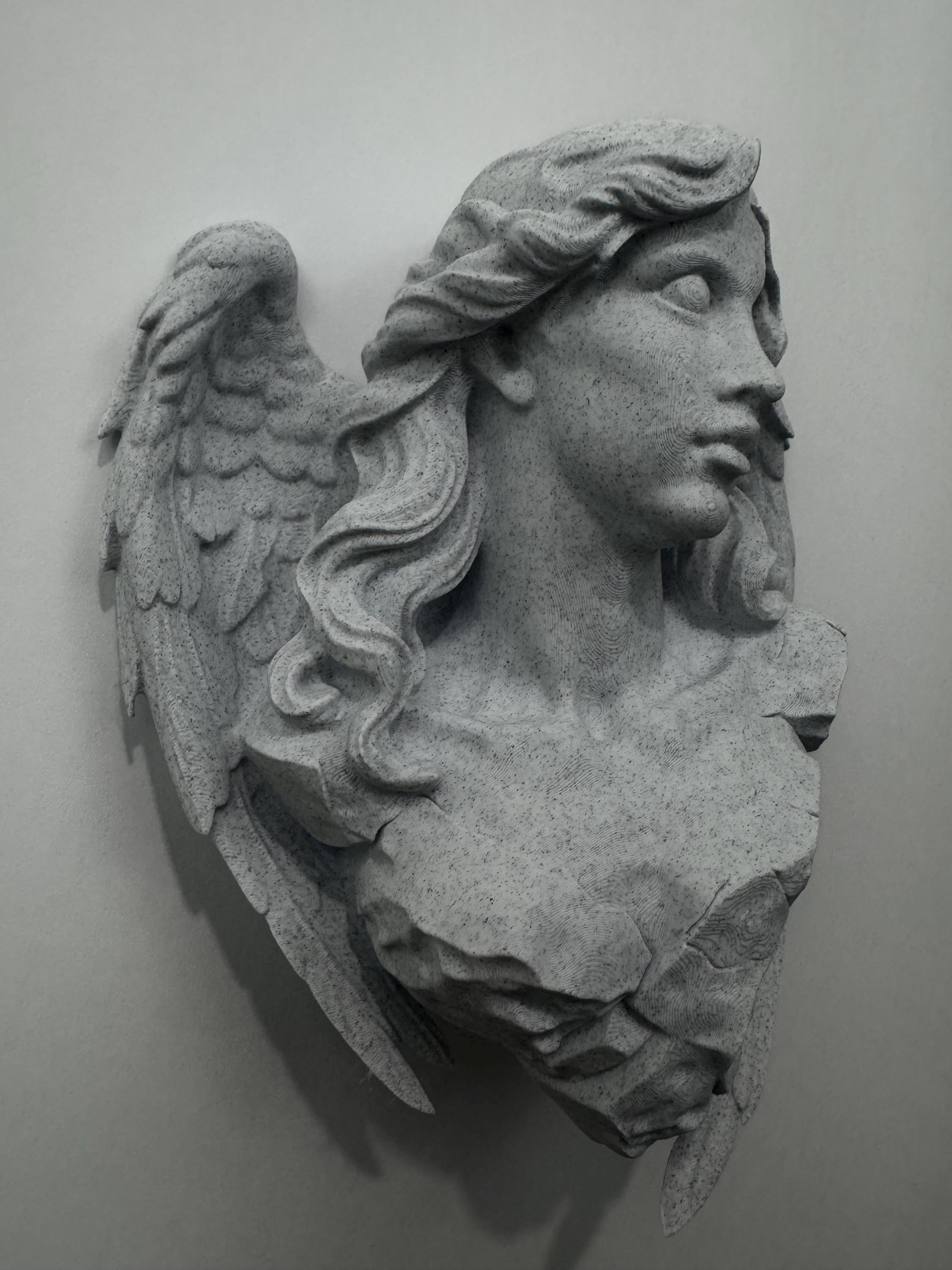 Broken Angel Bust Wall Sculpture | Stone-Style Gothic Decor | Modern Classical Wall Art | 3D Printed Angel Relief