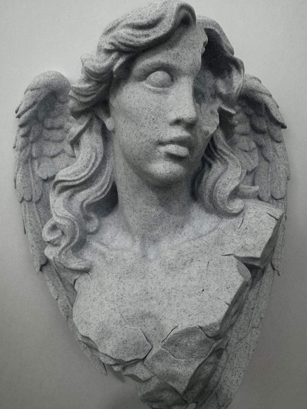 Broken Angel Bust Wall Sculpture | Stone-Style Gothic Decor | Modern Classical Wall Art | 3D Printed Angel Relief