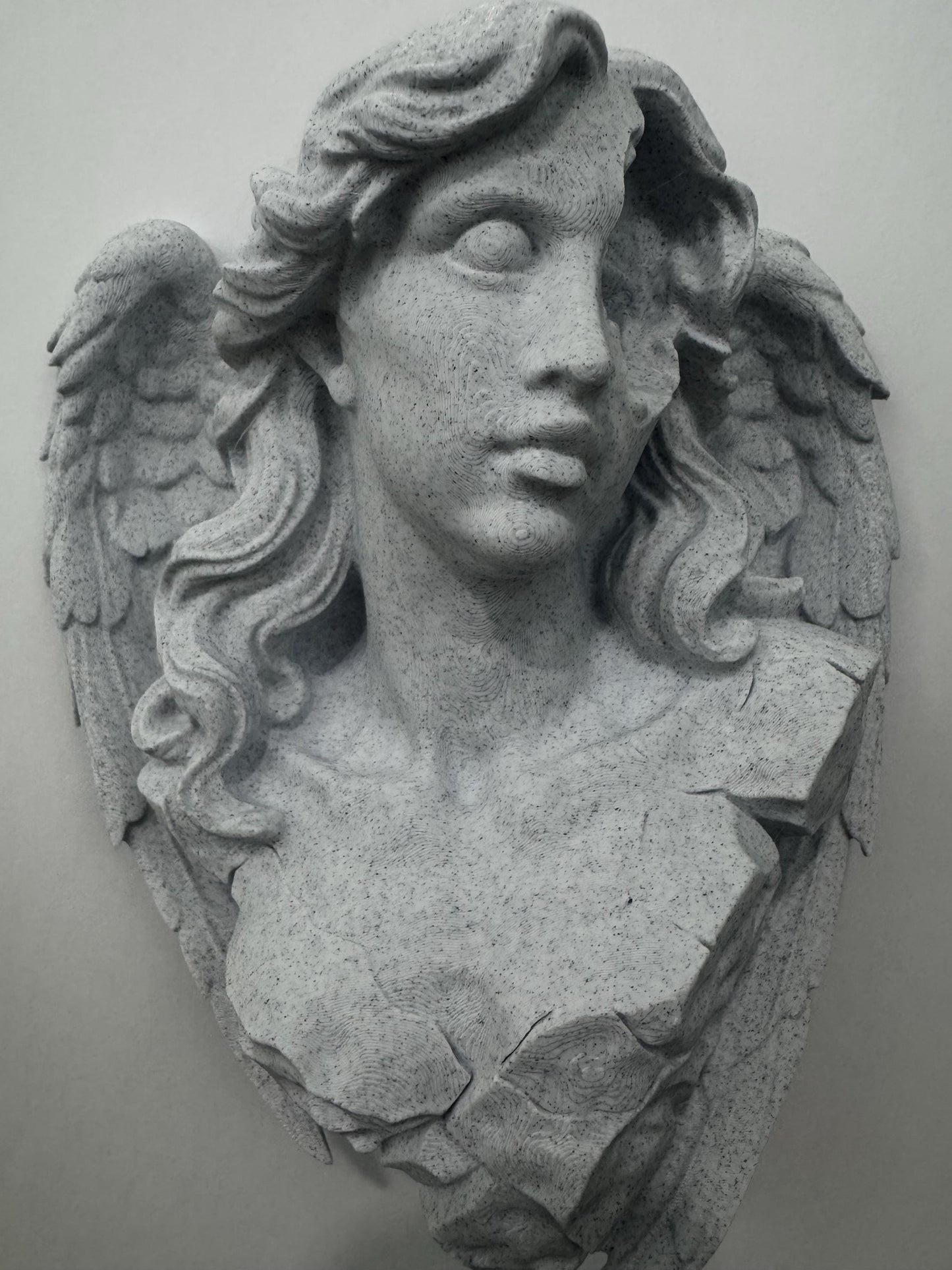 Broken Angel Bust Wall Sculpture | Stone-Style Gothic Decor | Modern Classical Wall Art | 3D Printed Angel Relief