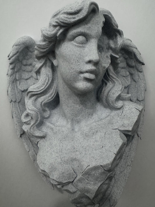 Broken Angel Bust Wall Sculpture | Stone-Style Gothic Decor | Modern Classical Wall Art | 3D Printed Angel Relief