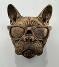 Hand Painted French Bulldog Wall Mount Sculpture: 3D Printed Dog with Sunglasses