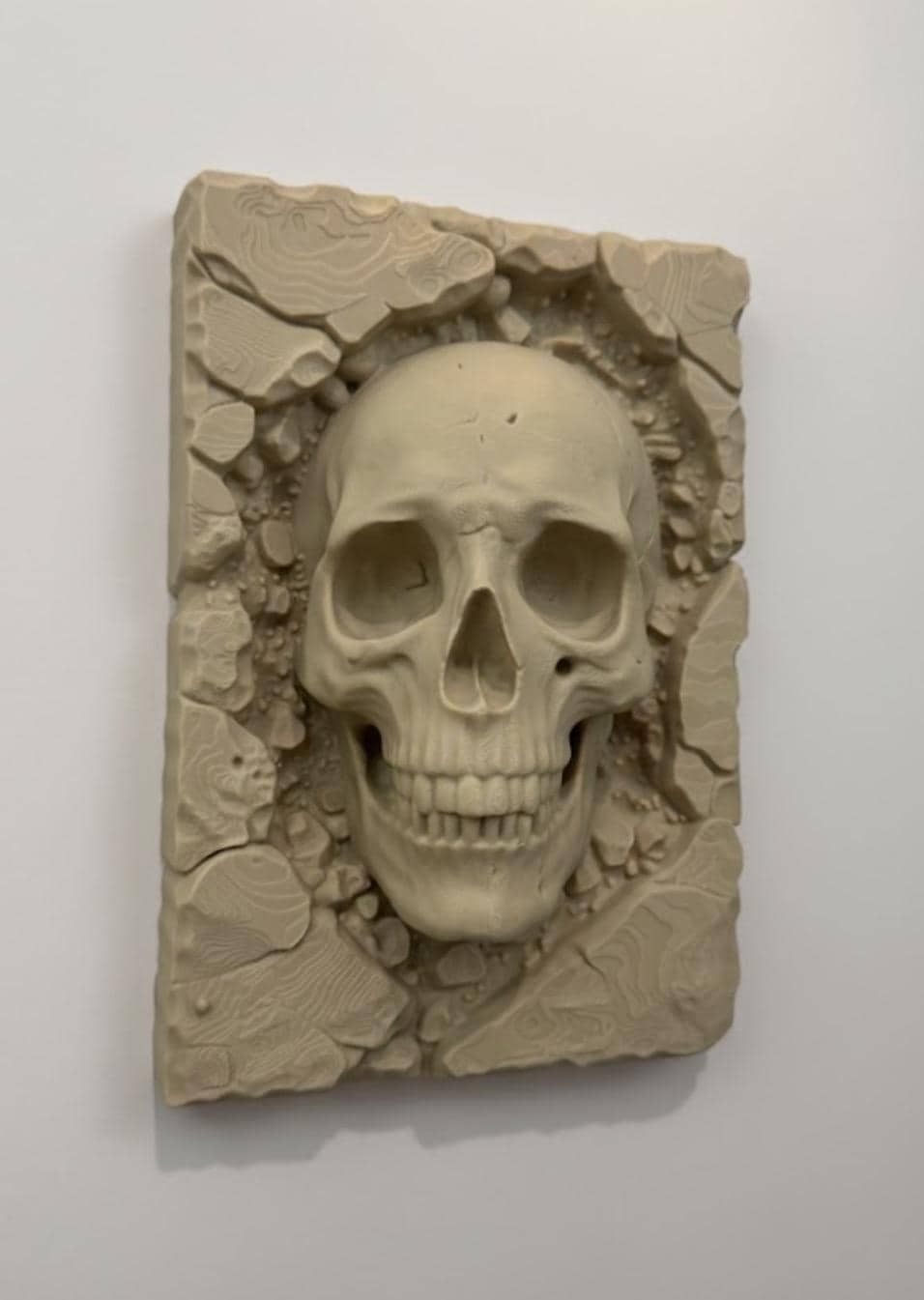 Skull Wall Art - Gothic Home Decor - Anatomical Human Skull Sculpture - Dark Fantasy Wall Plaque - Macabre Stone Style Art - Unique Gift