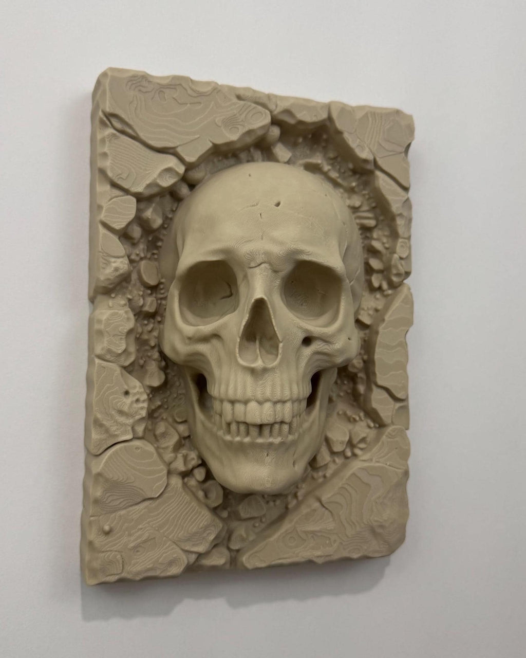 Skull Wall Art - Gothic Home Decor - Anatomical Human Skull Sculpture - Dark Fantasy Wall Plaque - Macabre Stone Style Art - Unique Gift