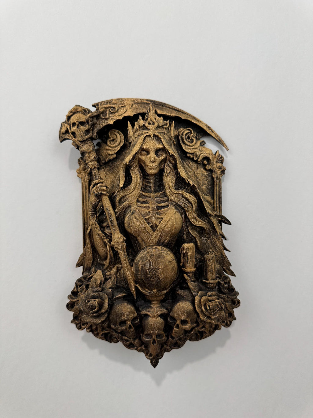 Gothic Grim Reaper Wall Decor, Skeleton Queen Wall Art, Dark Fantasy Home Decor, Gothic Skull Wall Hanging, Occult Death Art Plaque Horror