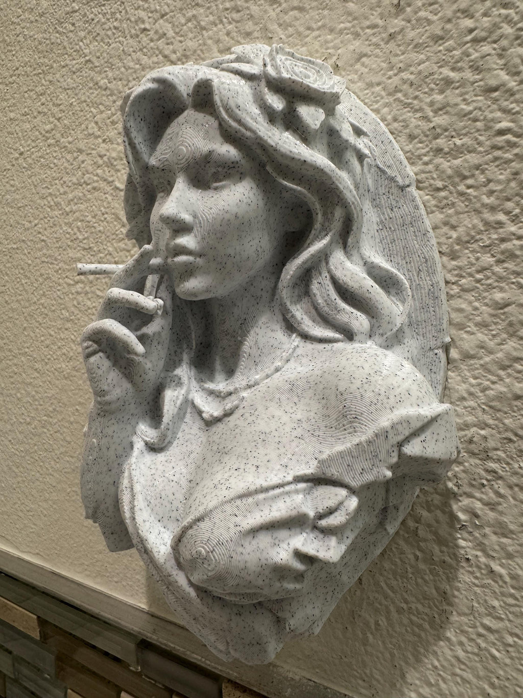 Persephone Wall Sculpture, Queen of the Underworld Gothic Bust, Smoking Goddess Wall Decor, Greek Mythology 3D Printed Art, Dark Persephone