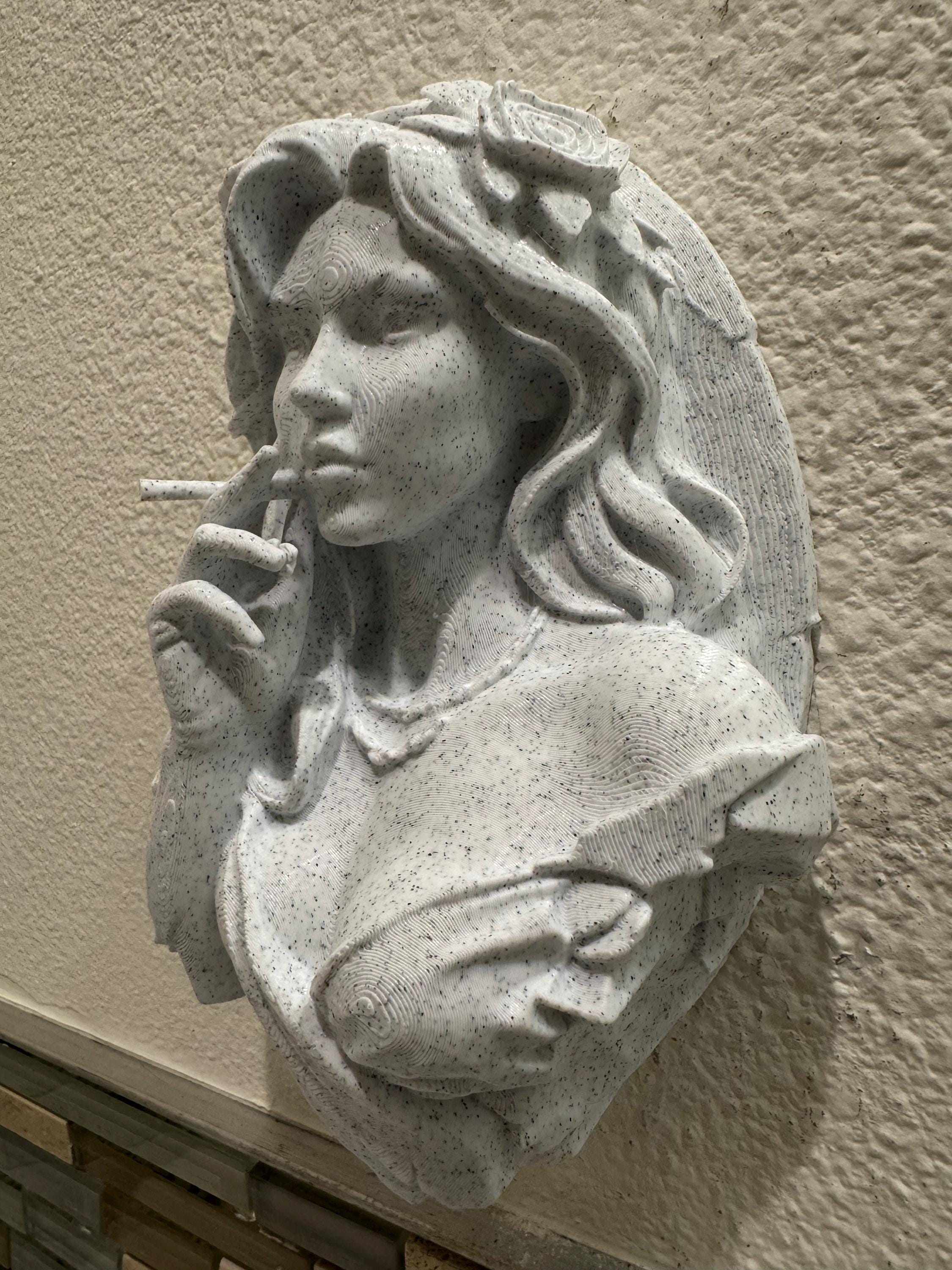 Persephone Wall Sculpture, Queen of the Underworld Gothic Bust, Smoking Goddess Wall Decor, Greek Mythology 3D Printed Art, Dark Persephone