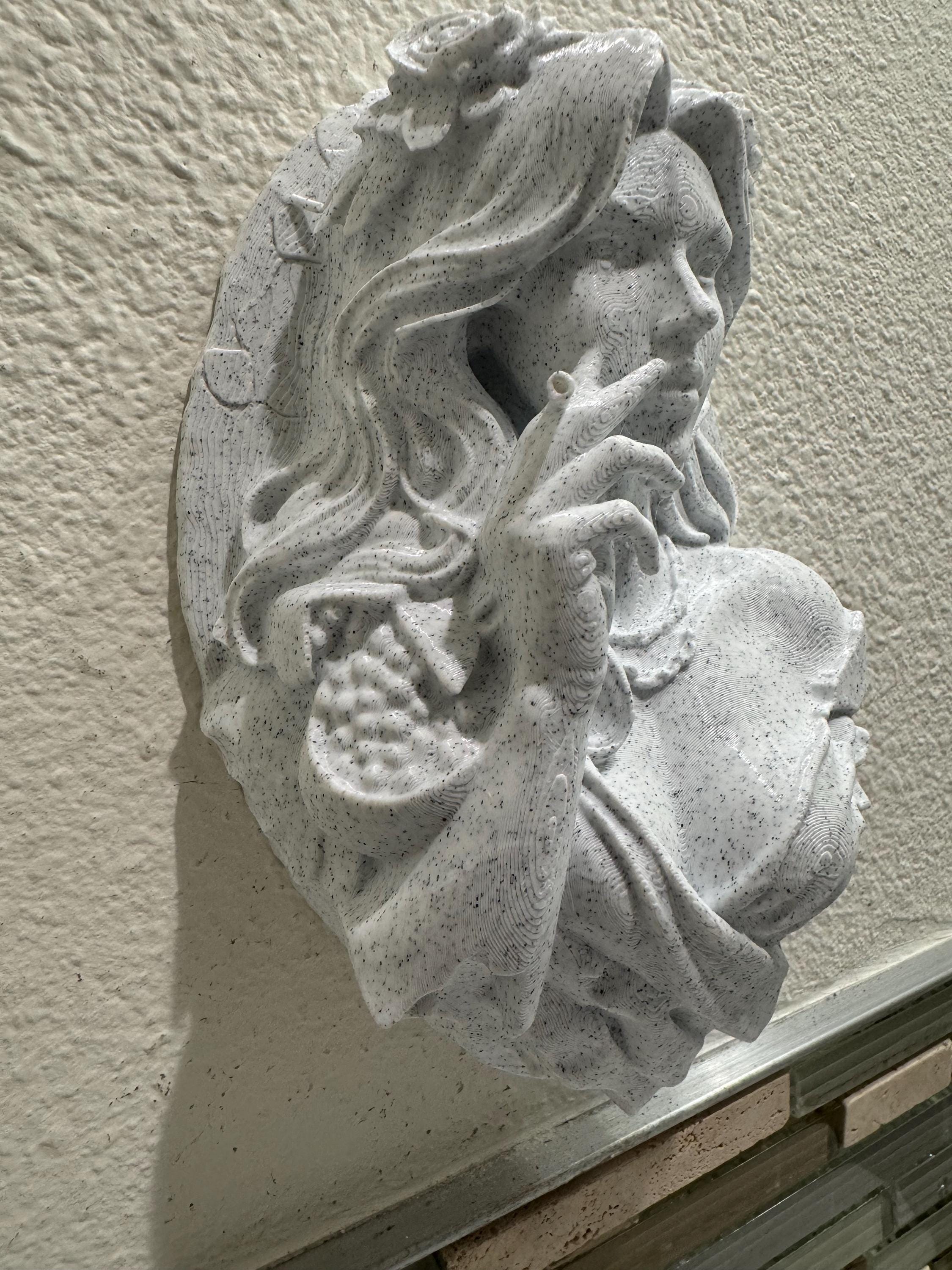 Persephone Wall Sculpture, Queen of the Underworld Gothic Bust, Smoking Goddess Wall Decor, Greek Mythology 3D Printed Art, Dark Persephone
