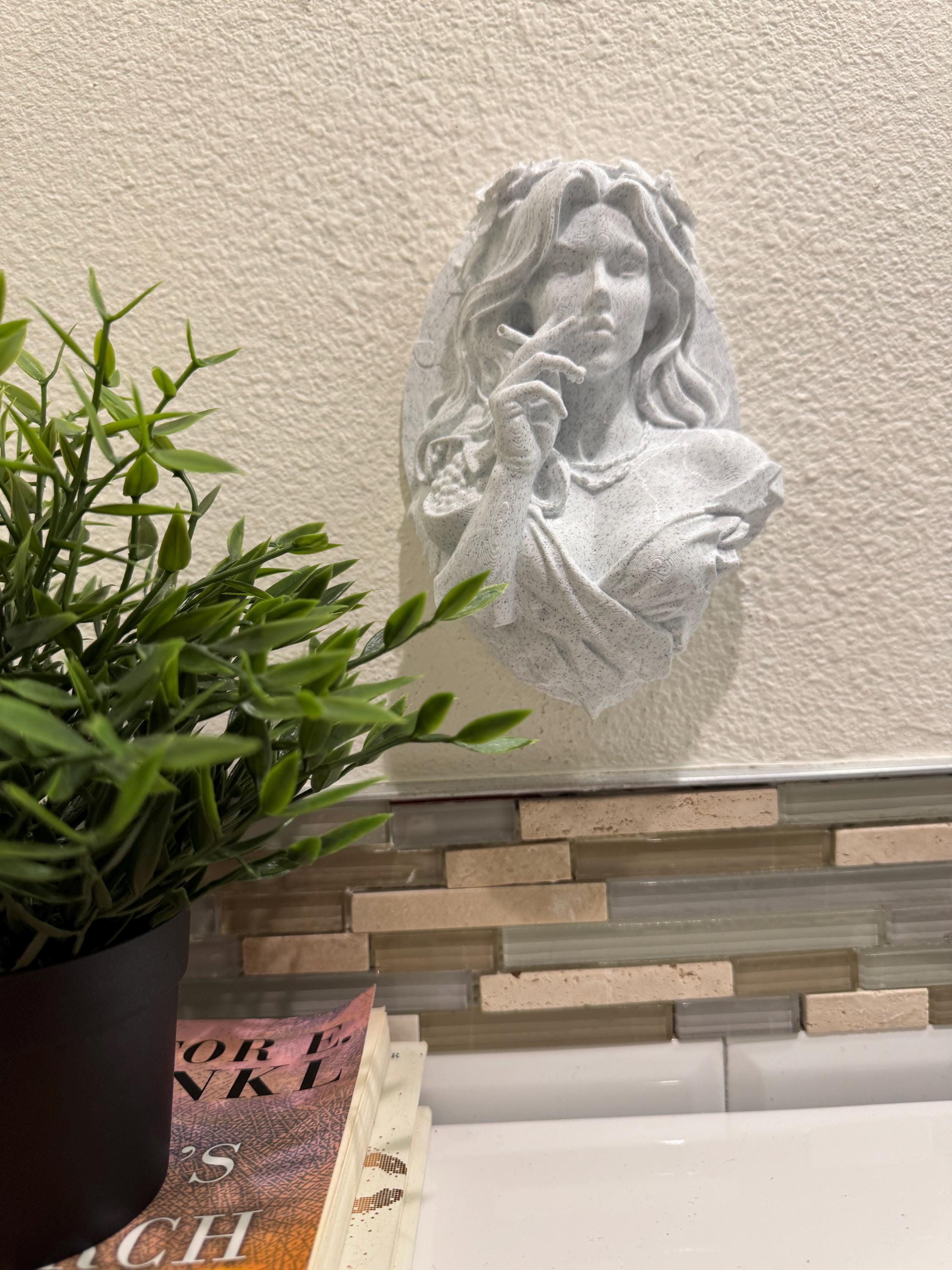Persephone Wall Sculpture, Queen of the Underworld Gothic Bust, Smoking Goddess Wall Decor, Greek Mythology 3D Printed Art, Dark Persephone