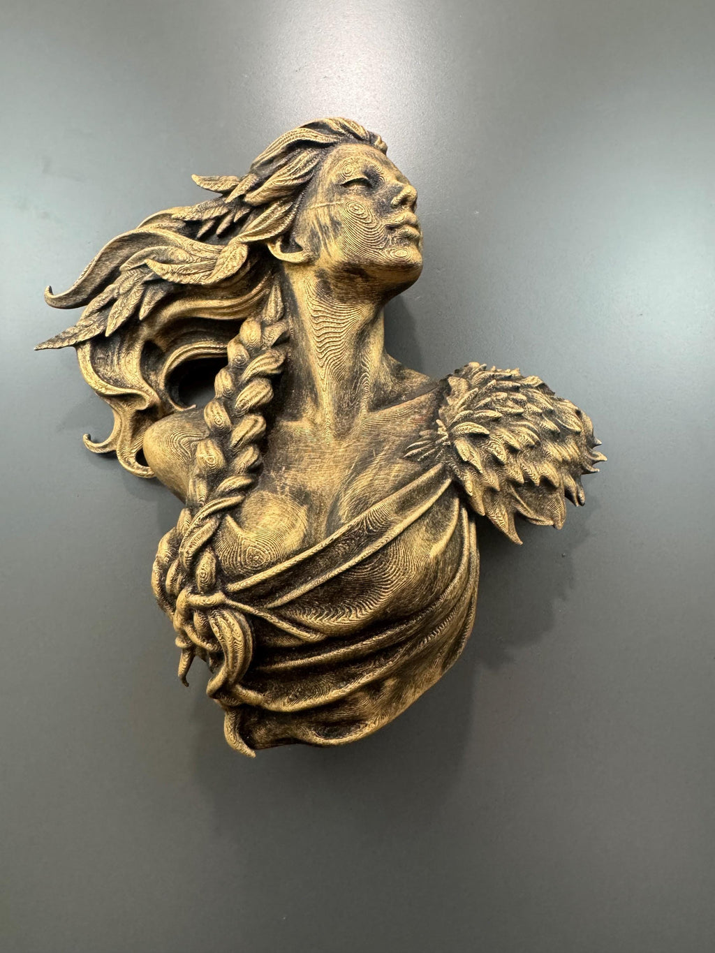 Freya Norse Goddess Wall Sculpture Bronze Style Bust Mythology Decor Viking Art Elegant Feminine Wall Relief Statement Piece