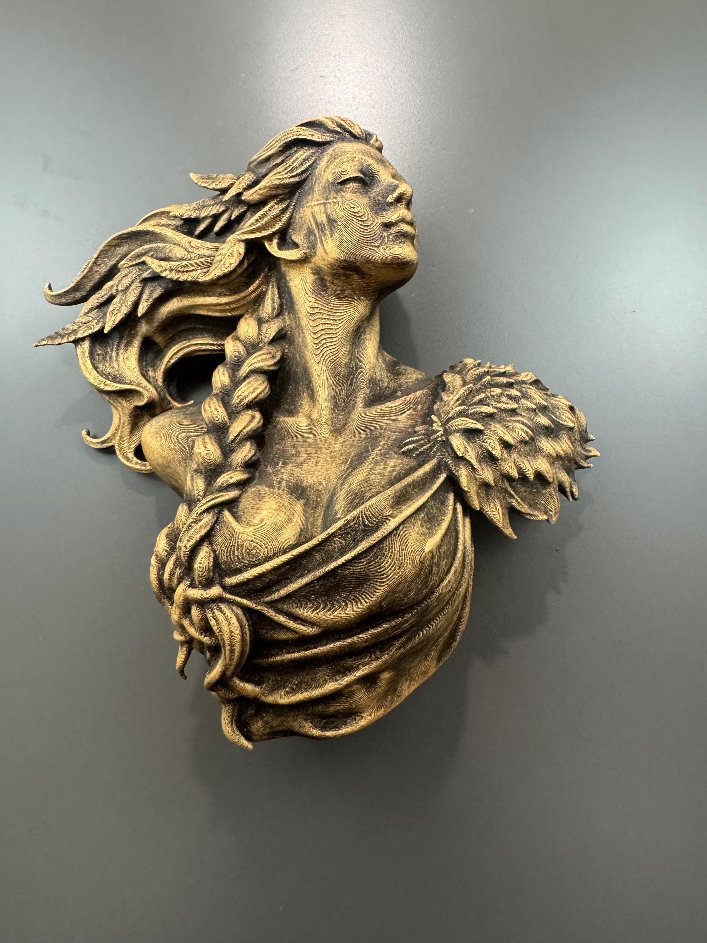 Freya Norse Goddess Wall Sculpture Bronze Style Bust Mythology Decor Viking Art Elegant Feminine Wall Relief Statement Piece