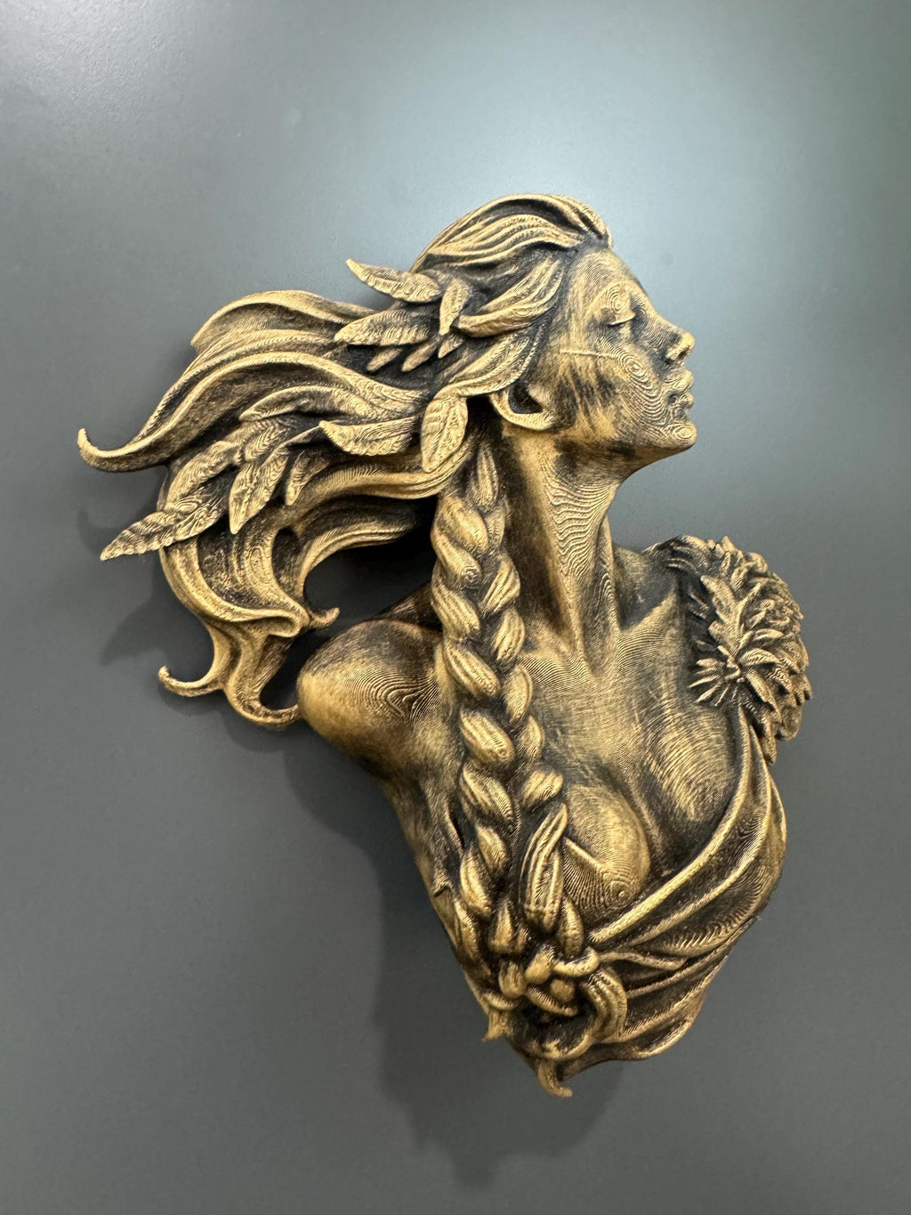 Freya Norse Goddess Wall Sculpture Bronze Style Bust Mythology Decor Viking Art Elegant Feminine Wall Relief Statement Piece