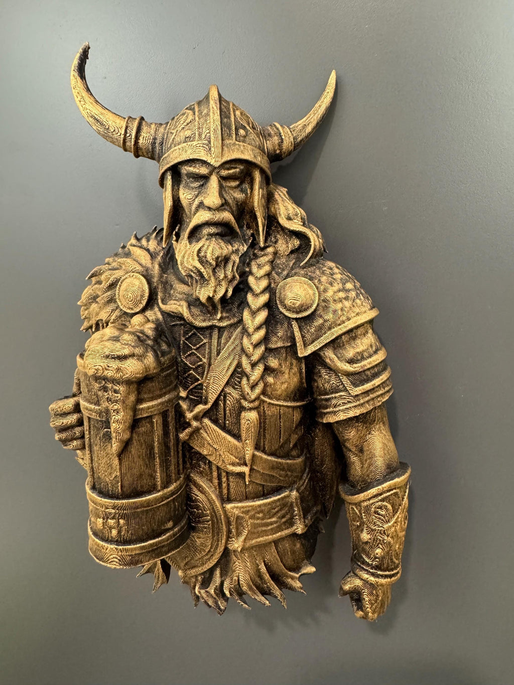 Viking Beer Warrior Wall Sculpture | Masculine Wall Art | Man Cave & Home Bar Decor | Beer Gift for Him | Game Room