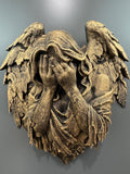 Hand Painted Gothic Weeping Angel Wall Decor Dark Fantasy Angel Wings Gothic Wall Art Mourning Angel Sculpture Gothic Home Decor