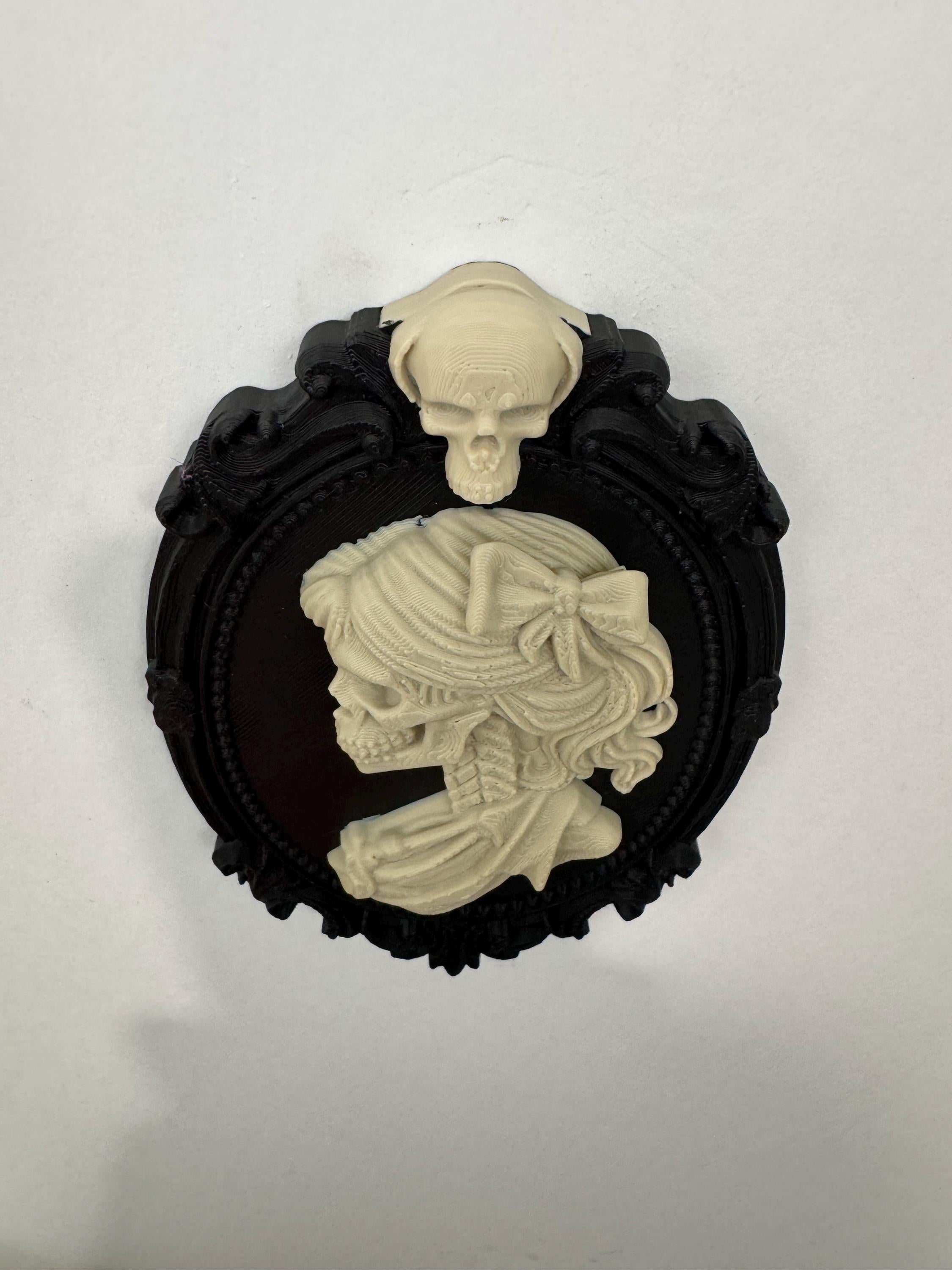 Gothic Skeleton Lady Wall Art Cameo – Victorian Skull Portrait Decor - Dark Academia Macabre Wall Hanging Gift