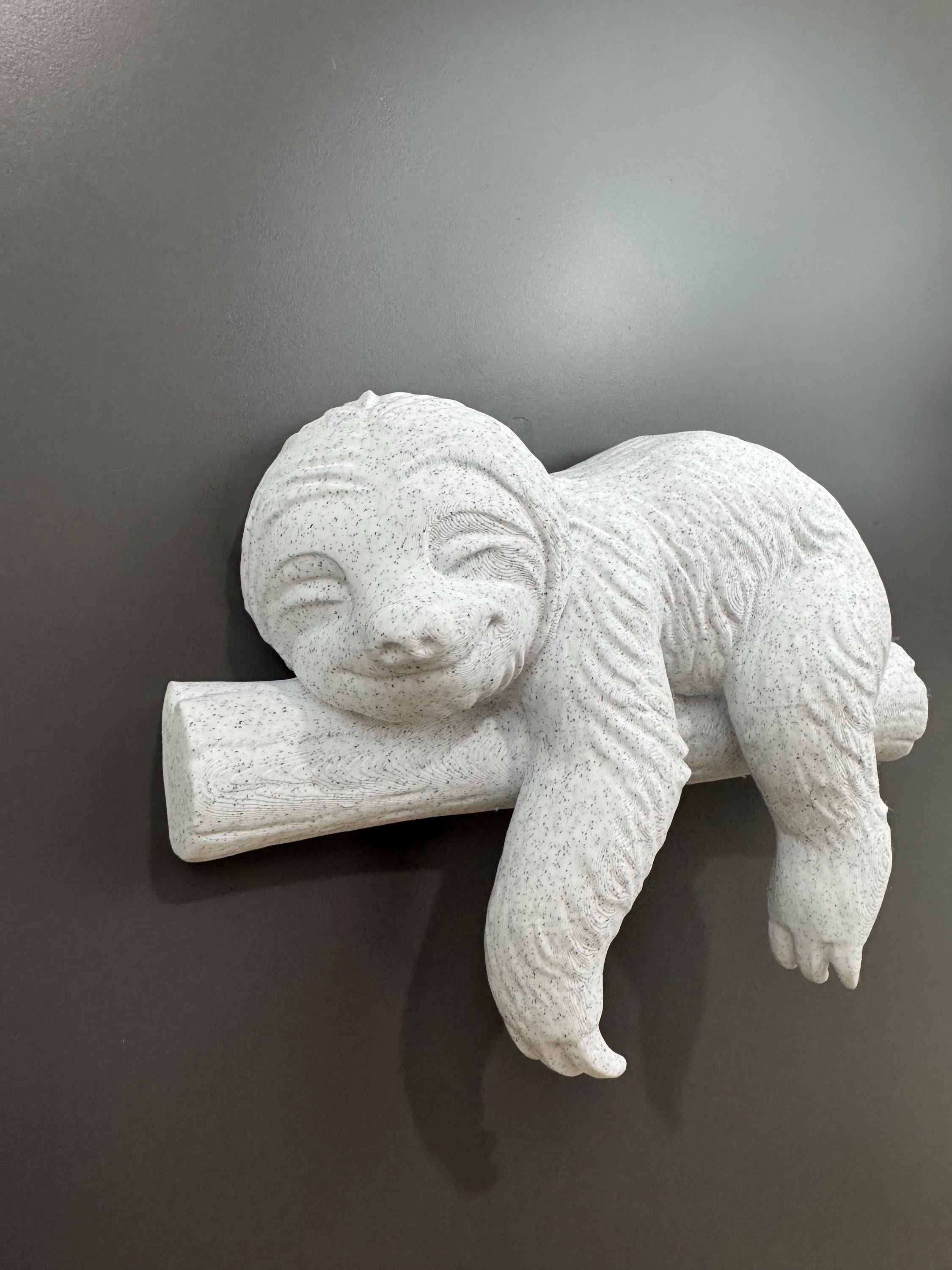 Sloth Wall Sculpture | Sleeping Sloth Wall Art | Stone Look Animal Decor | Calm Nature Wall Decor | Modern Organic Bedroom Nursery Accent