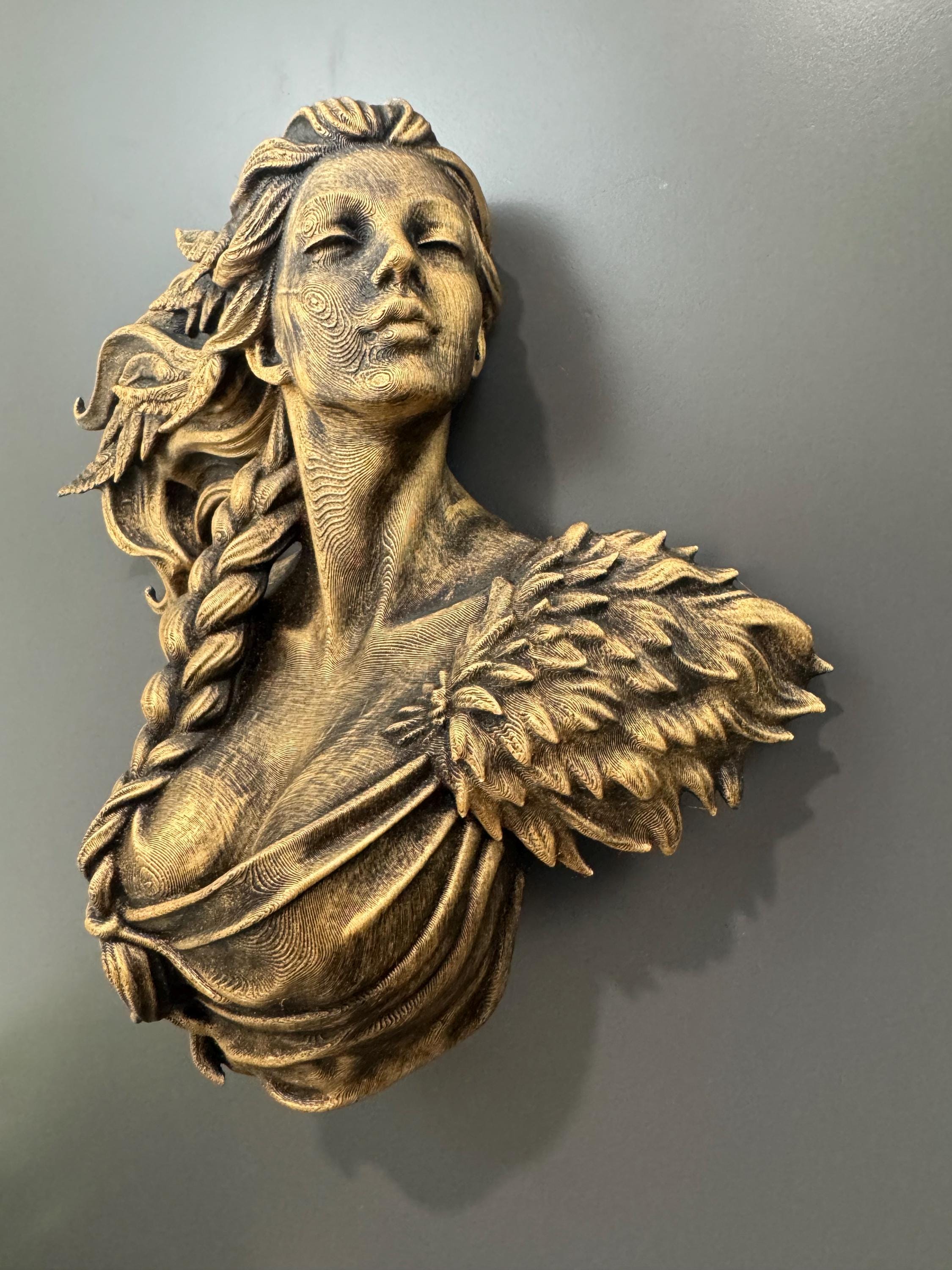Freya Norse Goddess Wall Sculpture Bronze Style Bust Mythology Decor Viking Art Elegant Feminine Wall Relief Statement Piece